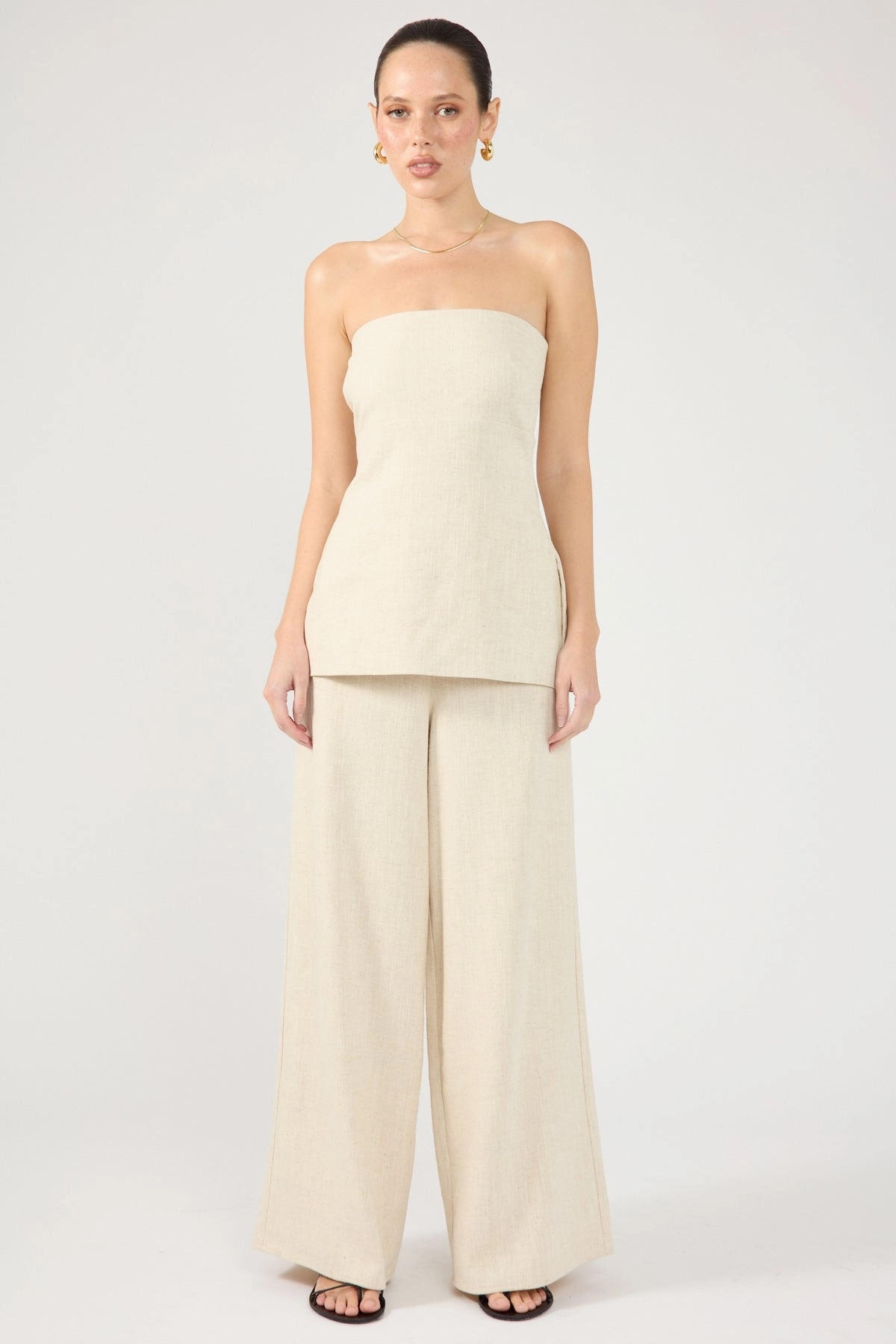 Perfect Stranger MENORCA LINEN SPECKLE PANT Oatmeal Fashionable Cut