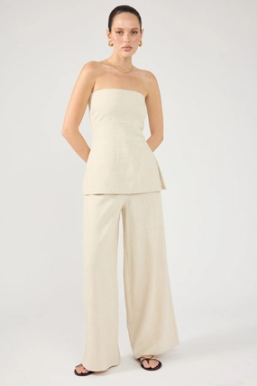Perfect Stranger MENORCA LINEN SPECKLE PANT Oatmeal Essential Wearable Body Sculpting