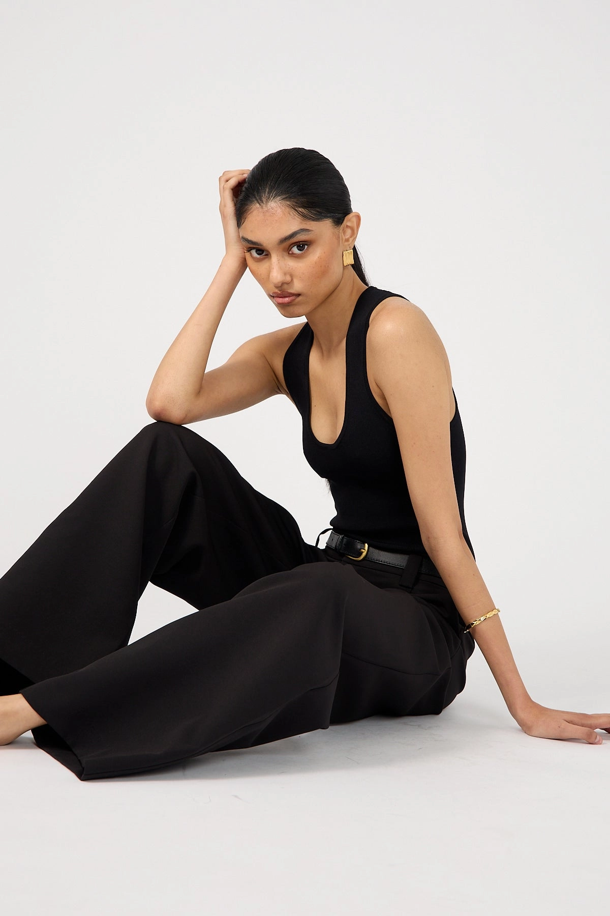Hygienic Inner Layer High Density Weave Perfect Stranger Mia Straight Low Rise Tailored Pants Black