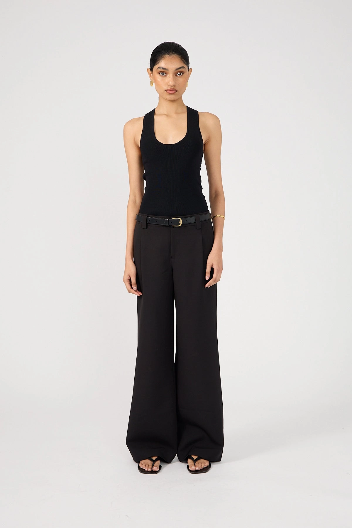 Perfect Stranger Mia Straight Low Rise Tailored Pants Black Chic casual