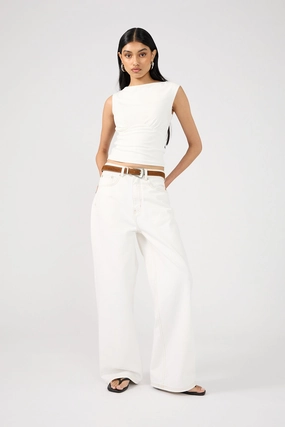 Home Comfort Teen Outfit Perfect Stranger Mid Rise 90's Slouch Jean White Contrast Off White Contrast