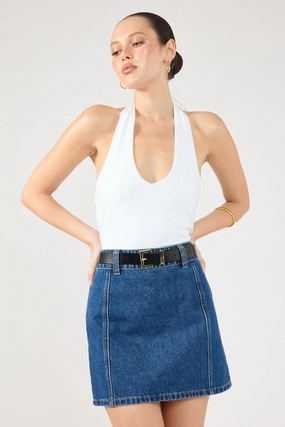 Perfect Stranger Mika Denim Mini Skirt Mid Blue Denim Fast fashion Breathable