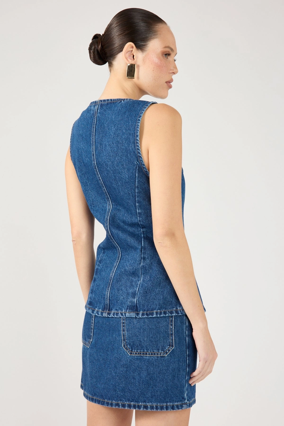Stylish Finish Perfect Stranger Mika Denim Mini Skirt Mid Blue Denim