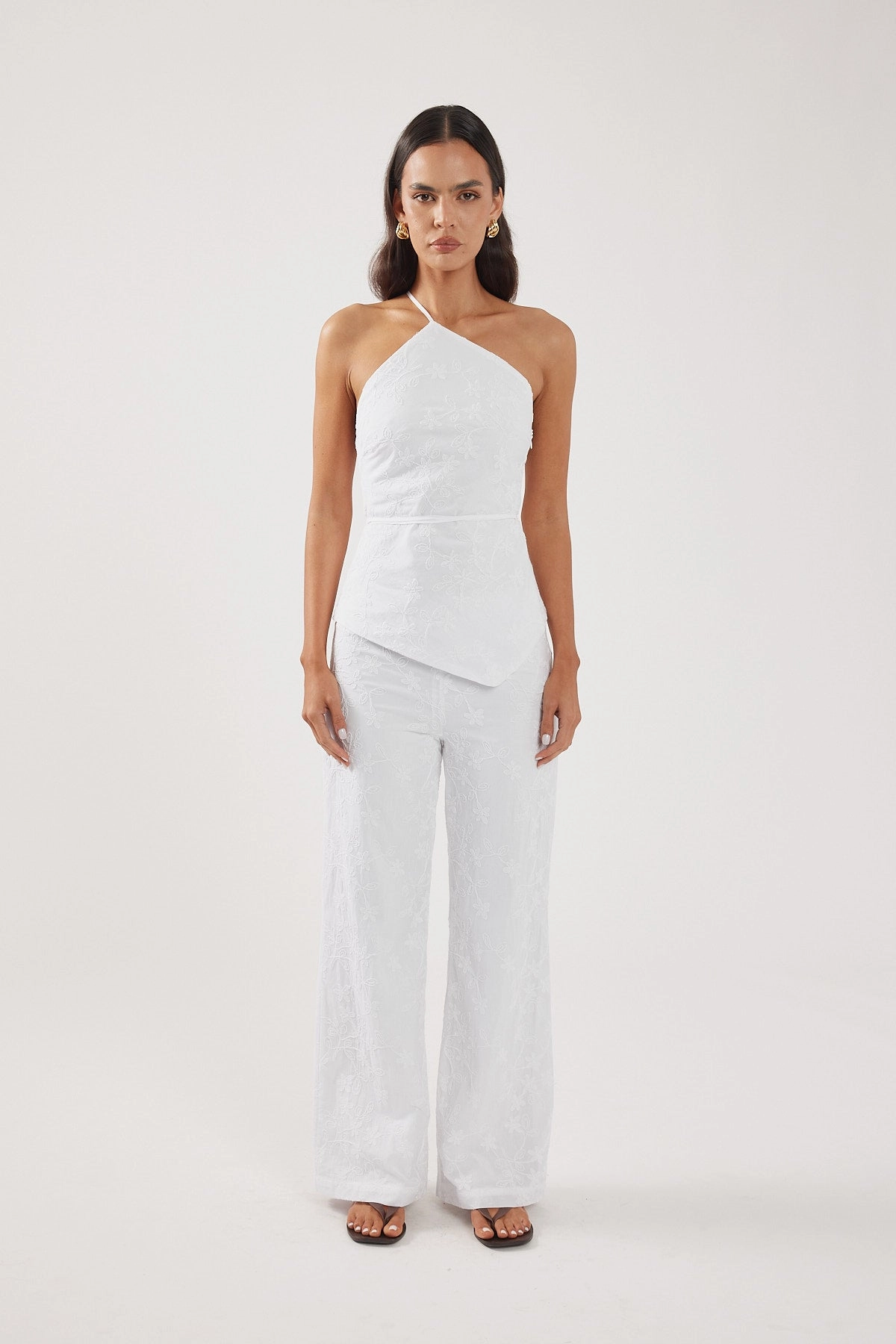 Chilly Day Layers Perfect Stranger Pascal Jacquard Mid Rise Pant White