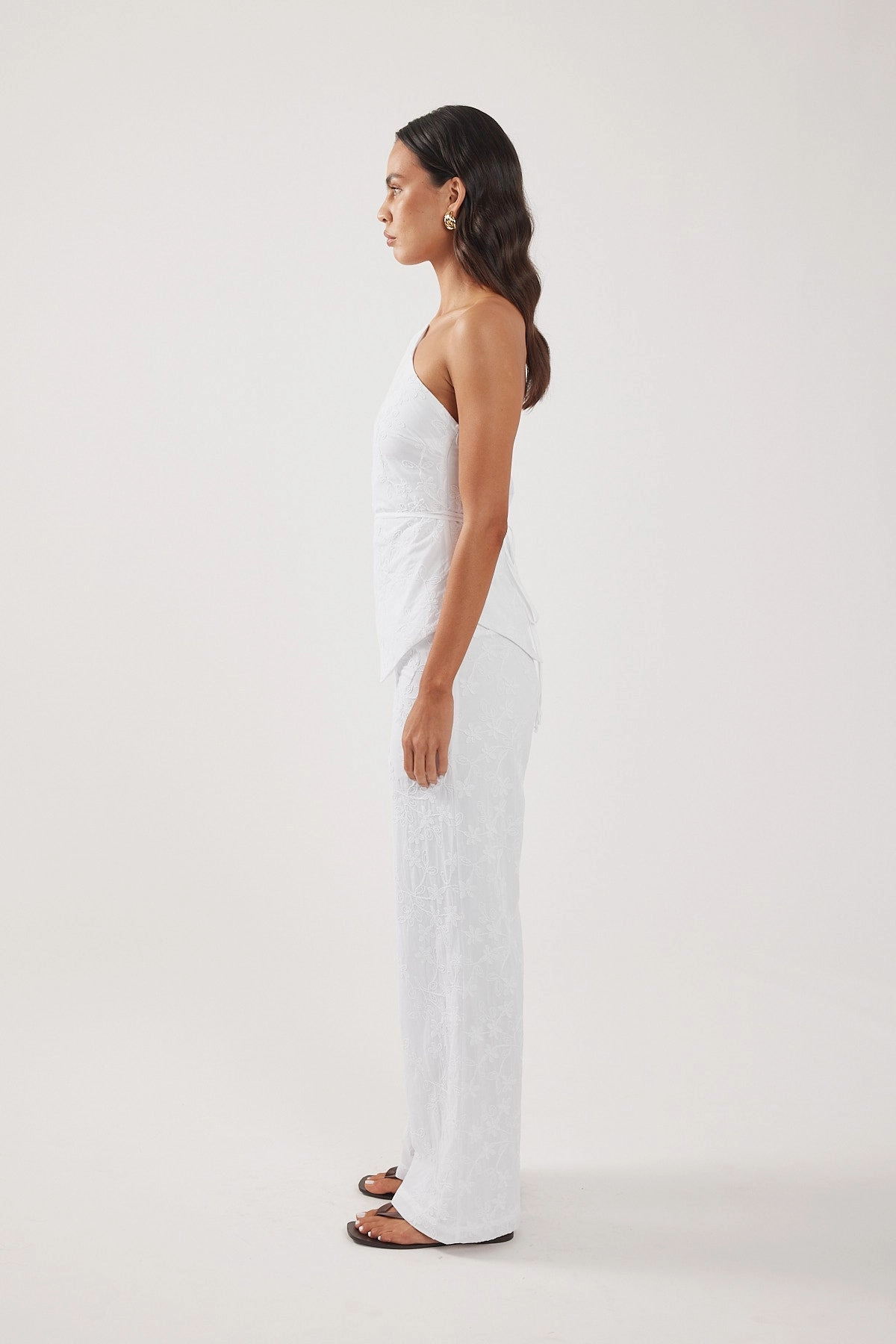 Sporty Stretch Fit Perfect Stranger Pascal Jacquard Mid Rise Pant White