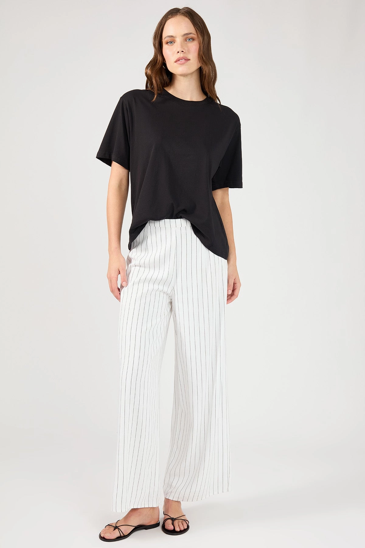 Versatile Comfort Perfect Stranger Pinstripe Linen Pant White Stripe