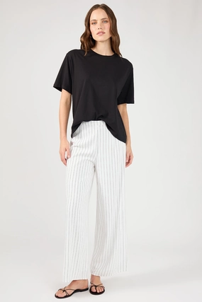 Versatile Comfort Perfect Stranger Pinstripe Linen Pant White Stripe