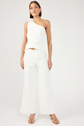 Perfect Stranger Raye High Waist Tailored Pant White Rubberized Hem