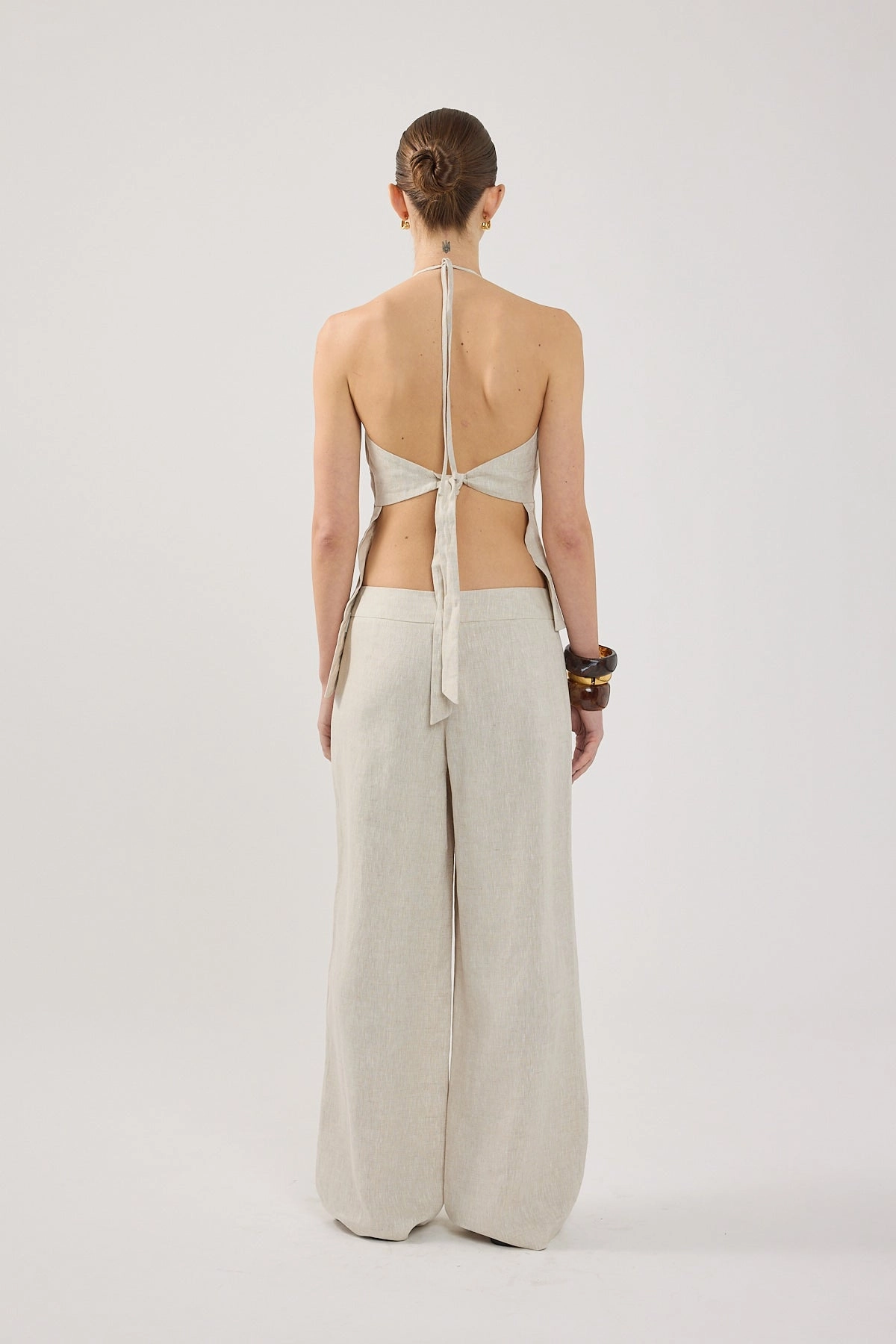 Perfect Stranger Reese Mid Rise Linen Pants Oat Work Comfort