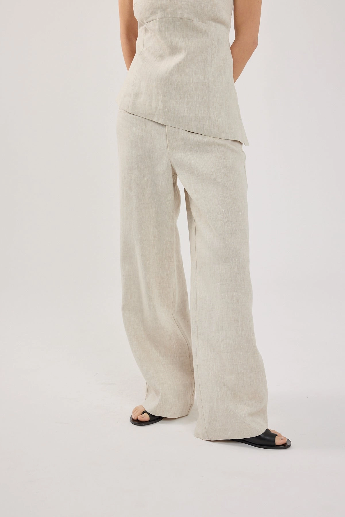 Perfect Stranger Reese Mid Rise Linen Pants Oat Reinforced Stress Points