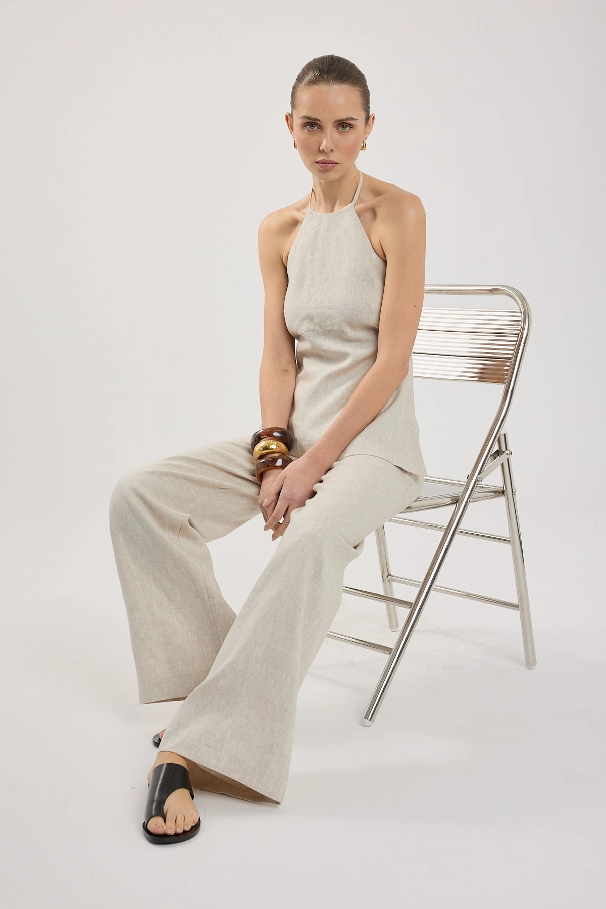 Perfect Stranger Reese Mid Rise Linen Pants Oat Abrasion Resistant Surface