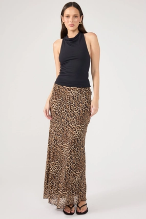 Perfect Stranger Serengeti Leopard Maxi Skirt Leopard Minimal Vibes Fold Over Design