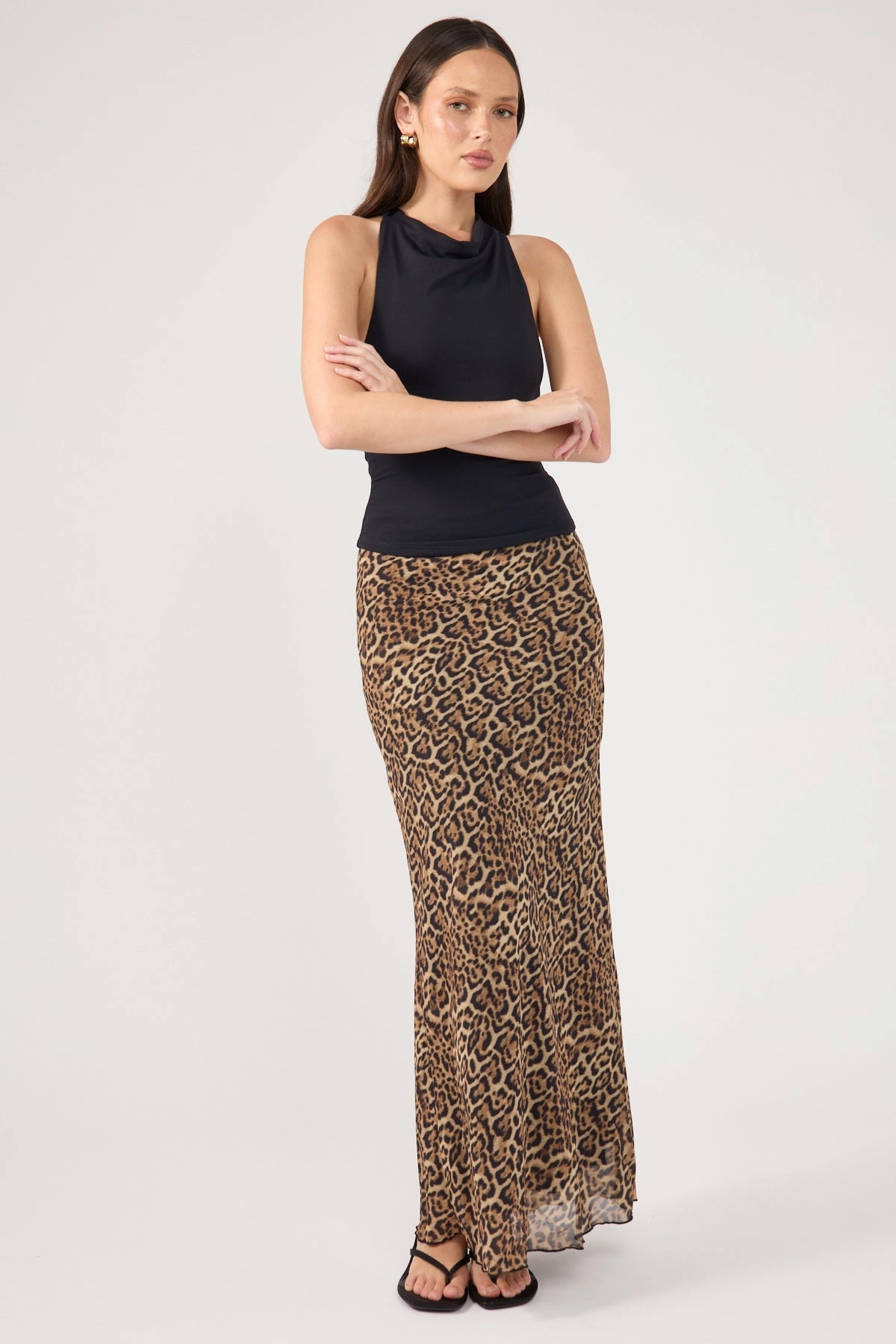 Stretchy Laidback Mood Perfect Stranger Serengeti Leopard Maxi Skirt Leopard