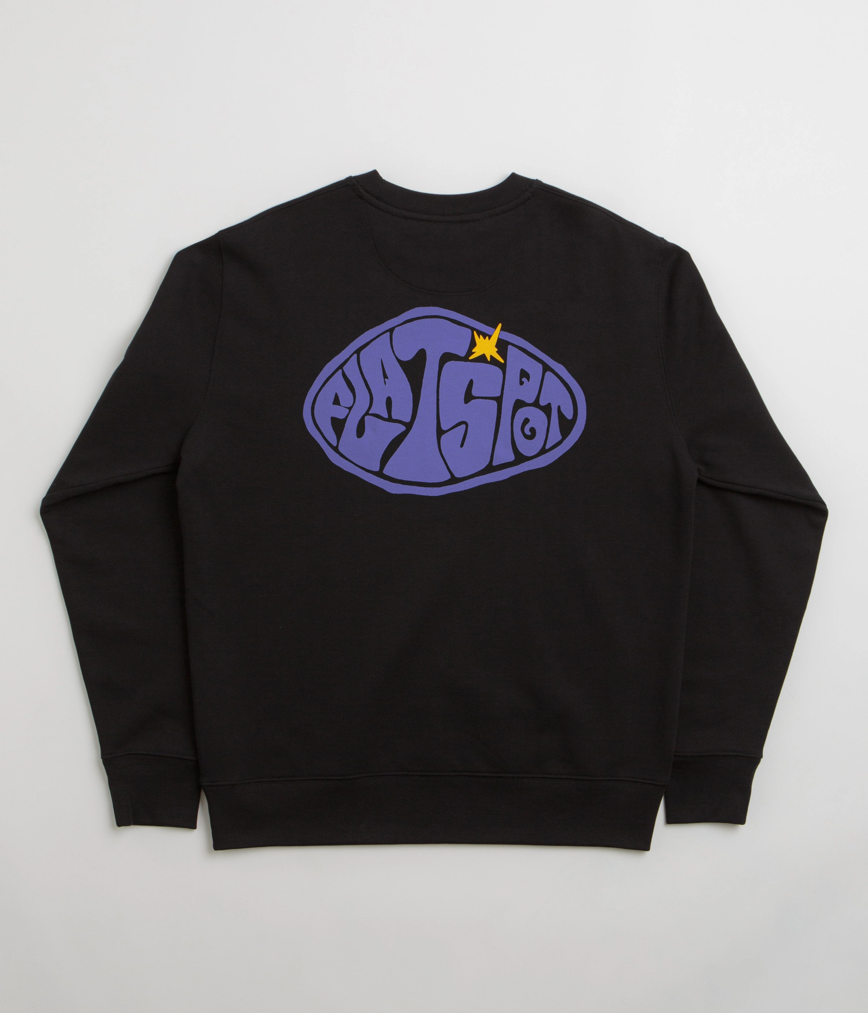 Biodegradable Fiber Option Compression Fit Technology flatspot Hole Crewneck Sweatshirt - Black