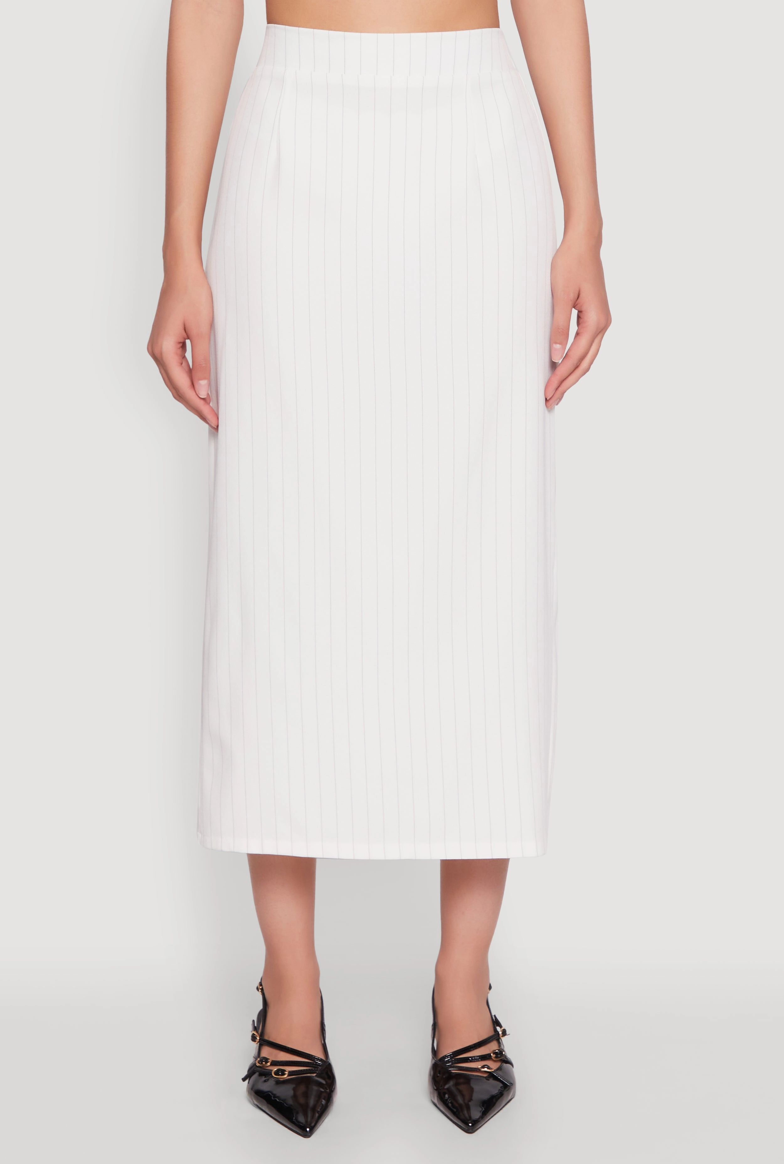 Day Ready Non Restrictive Pinstripe High Waist Skirt
