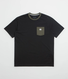 Stylish Comfort Patagonia Shop Sticker Pocket Responsibili-Tee T-Shirt - Black / Basin Green
