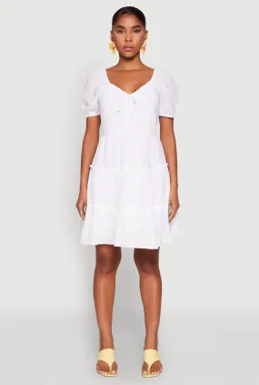 Light Weave Haute Monde Eyelet Tiered Mini Dress