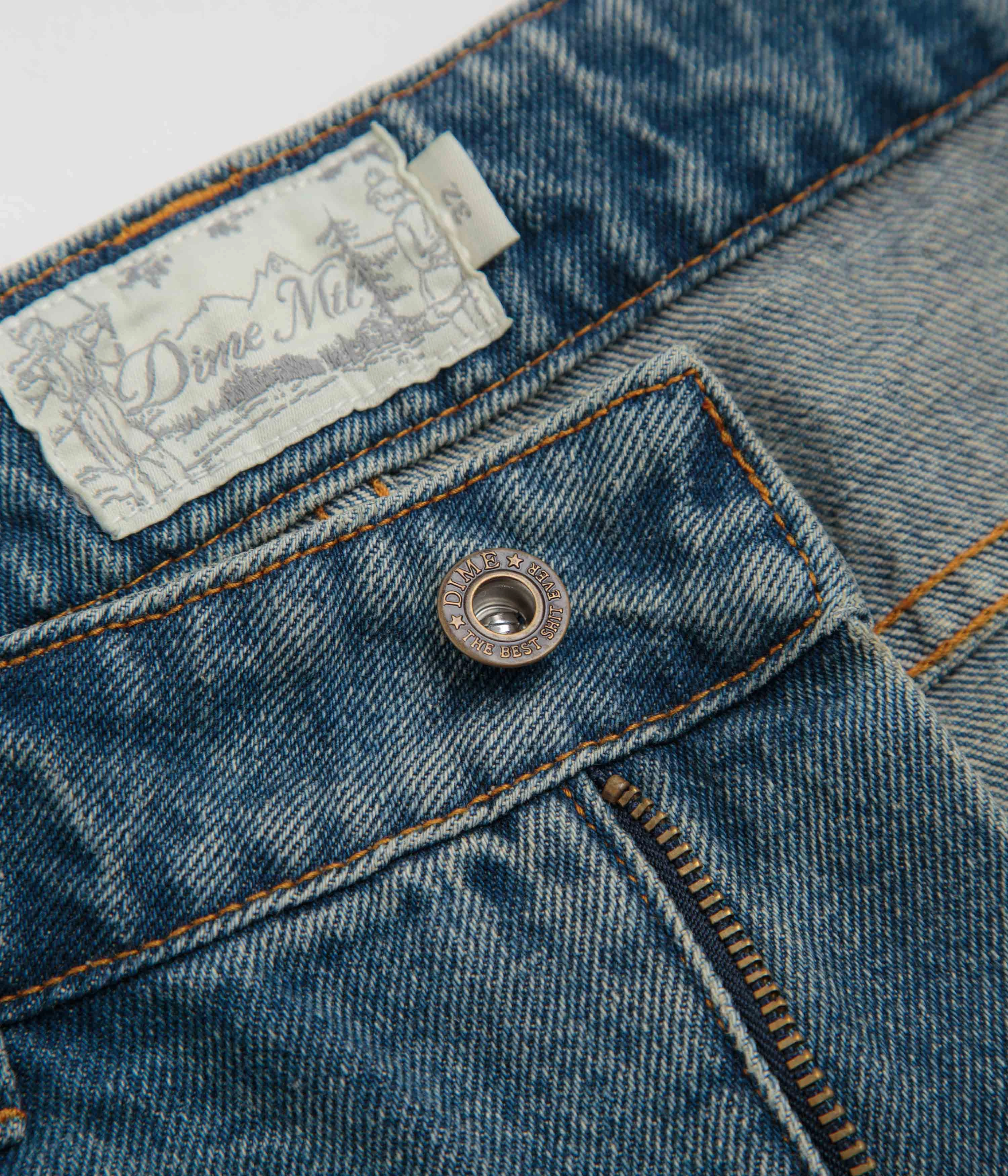 Dime Classic Denim Shorts - Sandblasted Indigo school wear Sweat Resistant Fabric