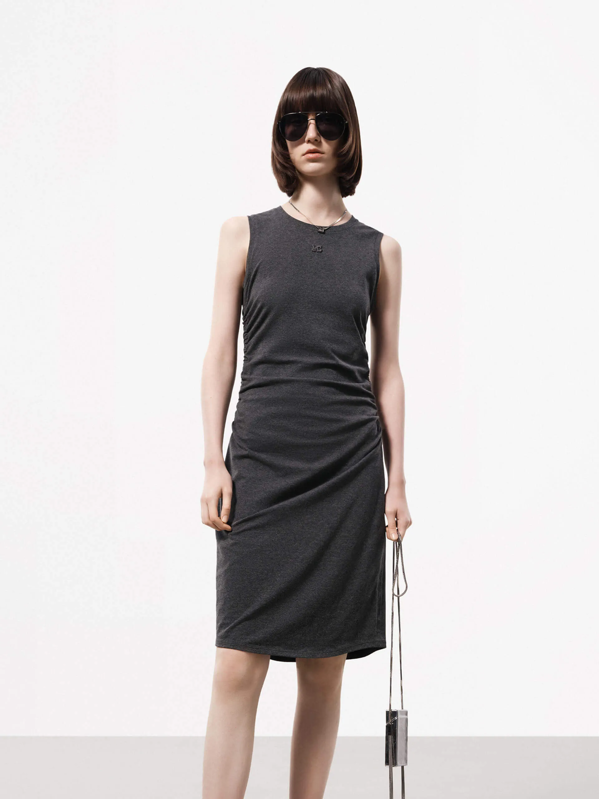 Lightweight-Layer Pleated Waist Midi Dress