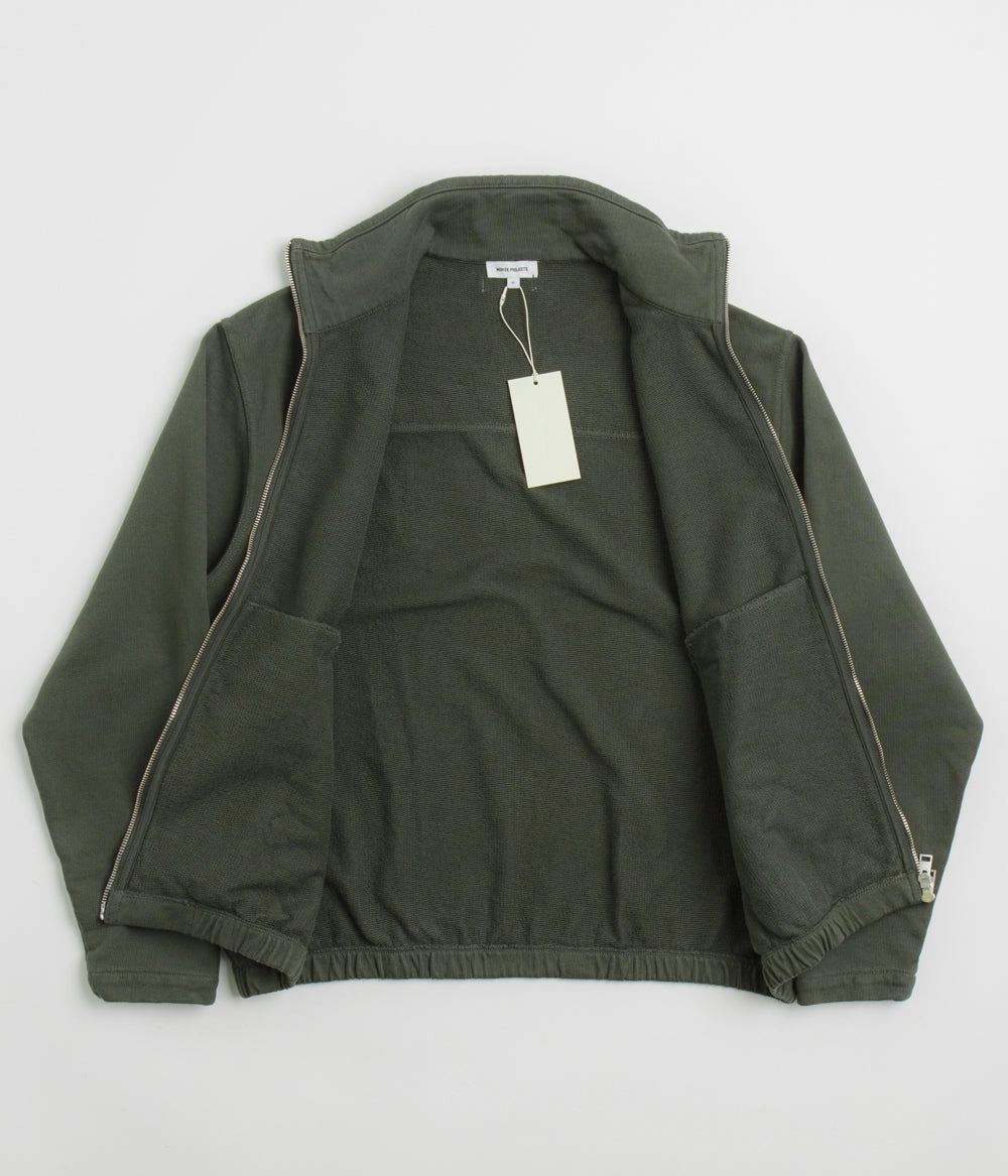 Norse Projects Bjorn Relaxed Organic Loopback Track Jacket - Black Olive Airy Cloth