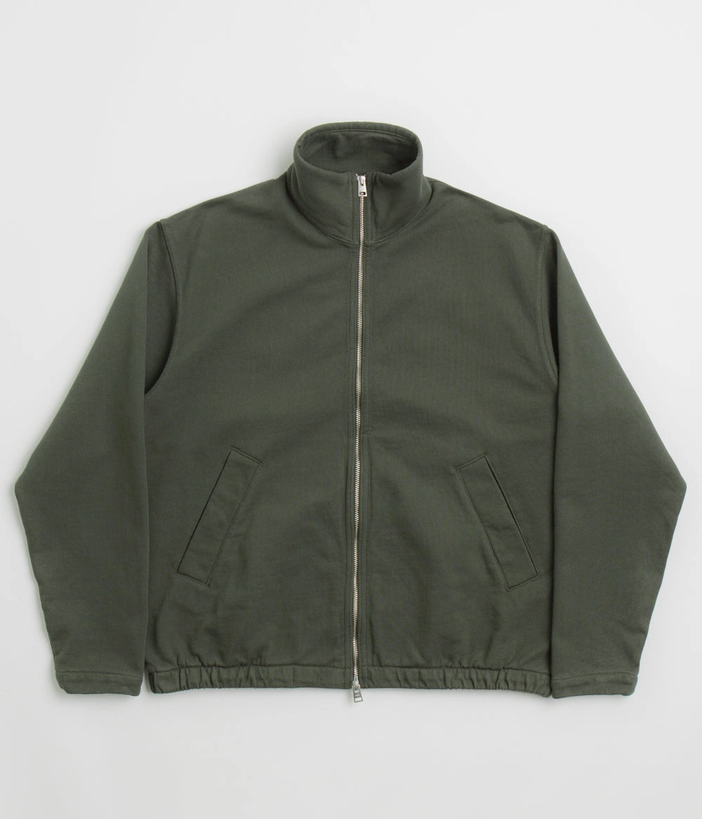 Norse Projects Bjorn Relaxed Organic Loopback Track Jacket - Black Olive Classic Ribbed Cuffs