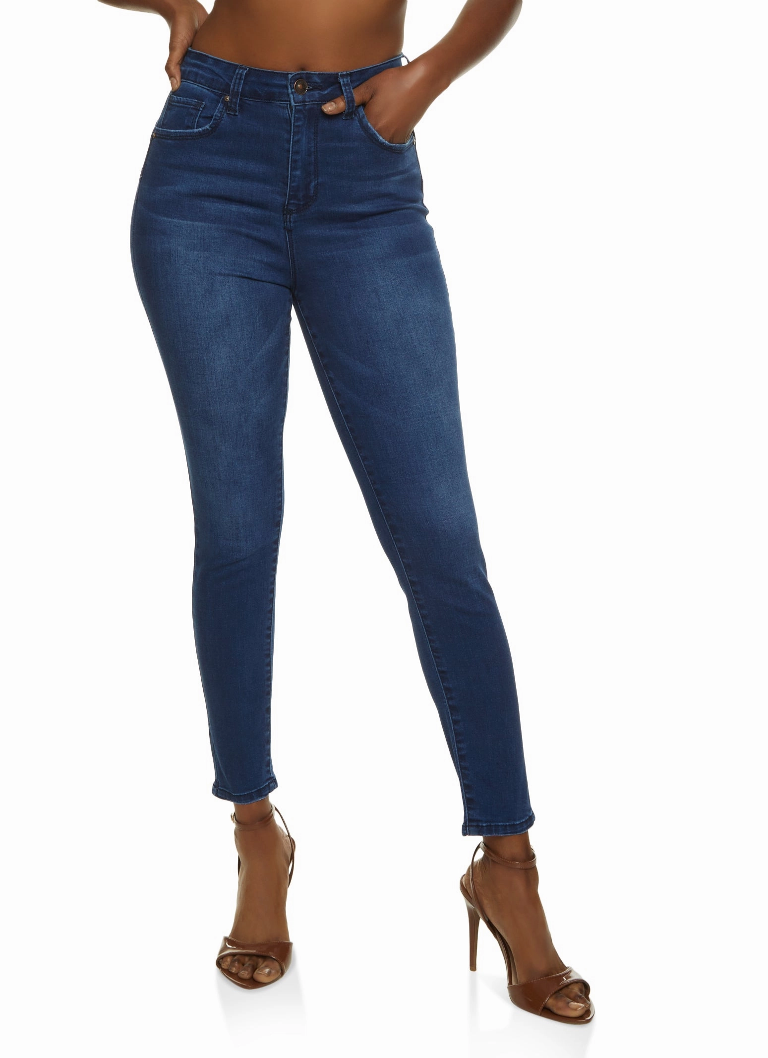Modern Wear Clean Style WAX Solid High Waisted Skinny Jeans