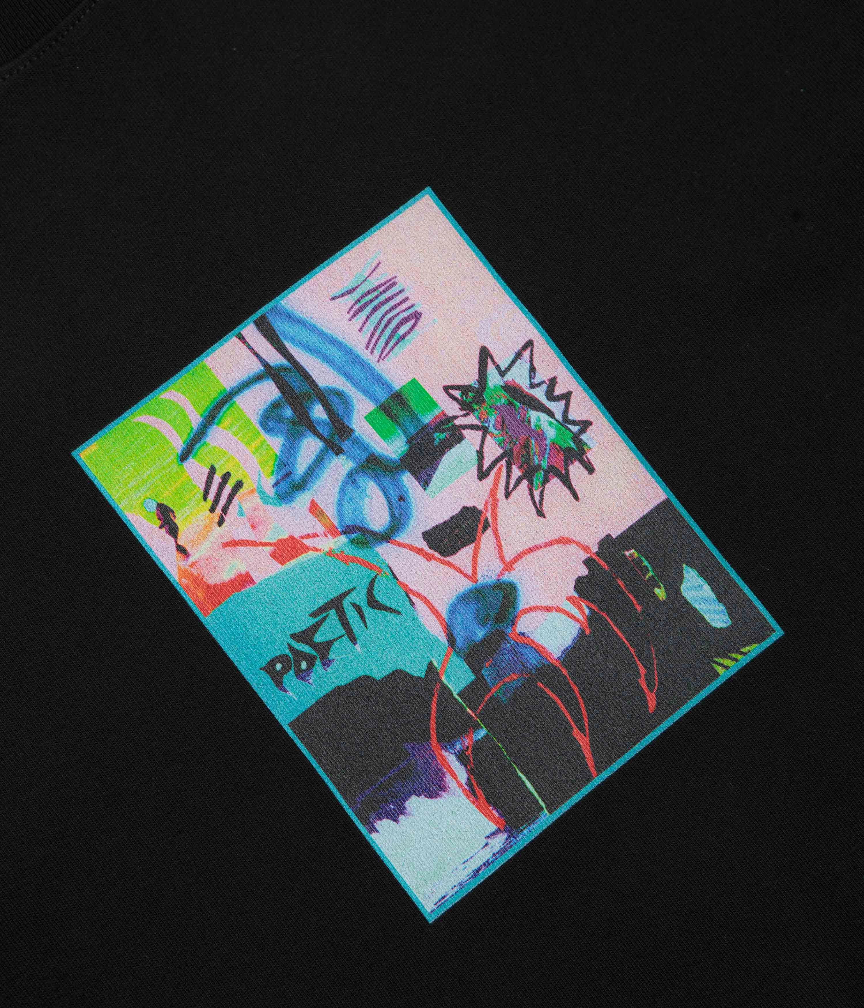 Raw Edge Hem Poetic Collective 80s T-Shirt - Black