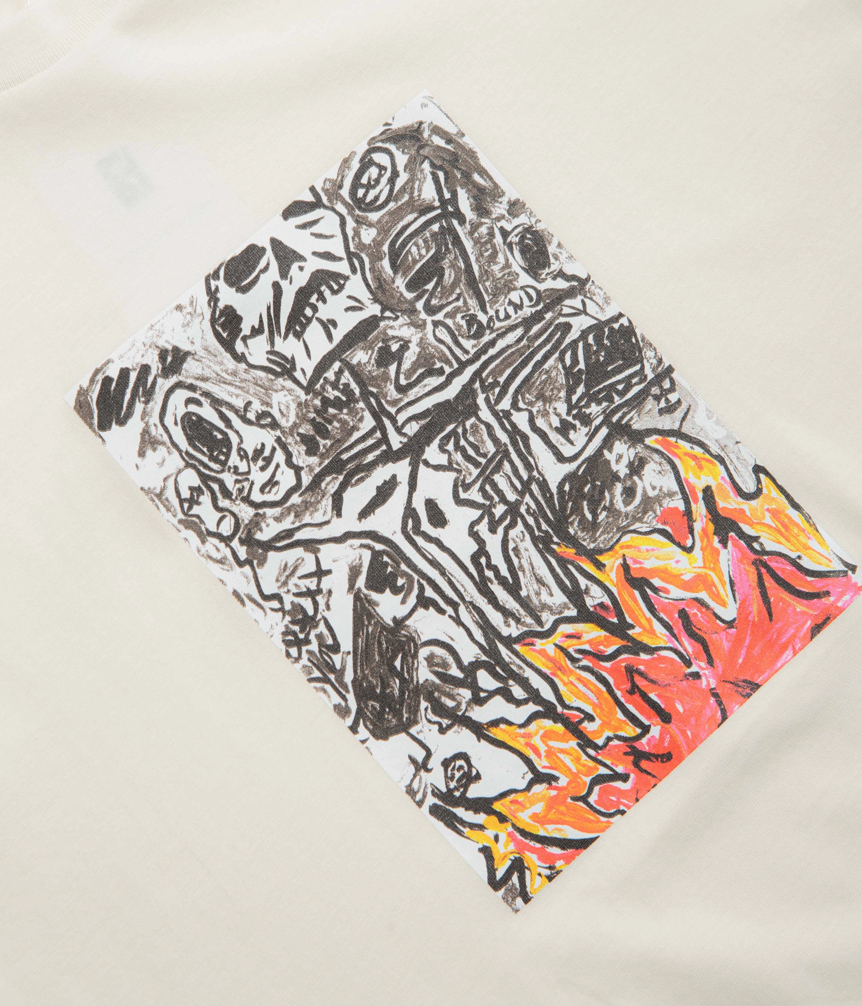 Lightweight Layer Poetic Collective Burning Skull T-Shirt - Ivory