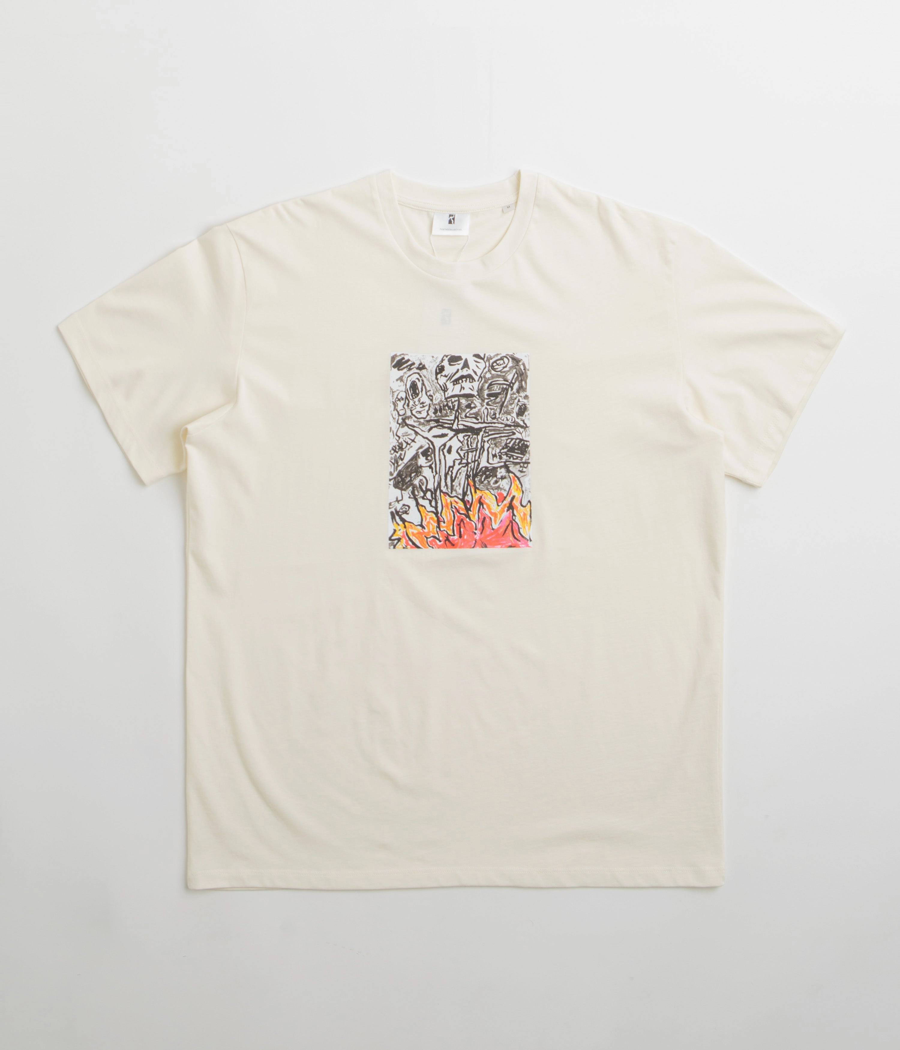 Poetic Collective Burning Skull T-Shirt - Ivory QuickDryTechnology Sweat Absorbent