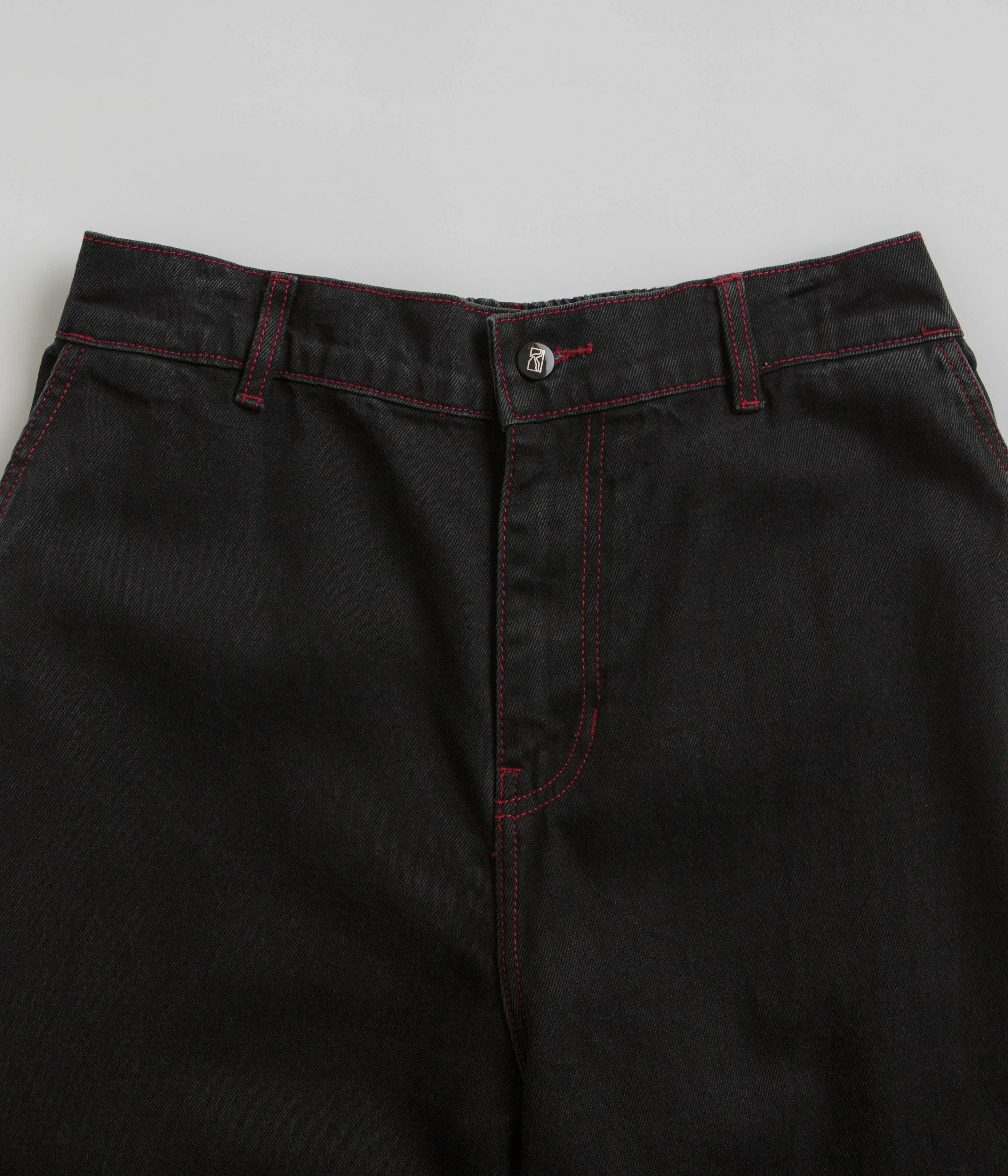 Poetic Collective Denim Sculptor Pants - Black / Red Stitch Comfy Shape Tough Wear