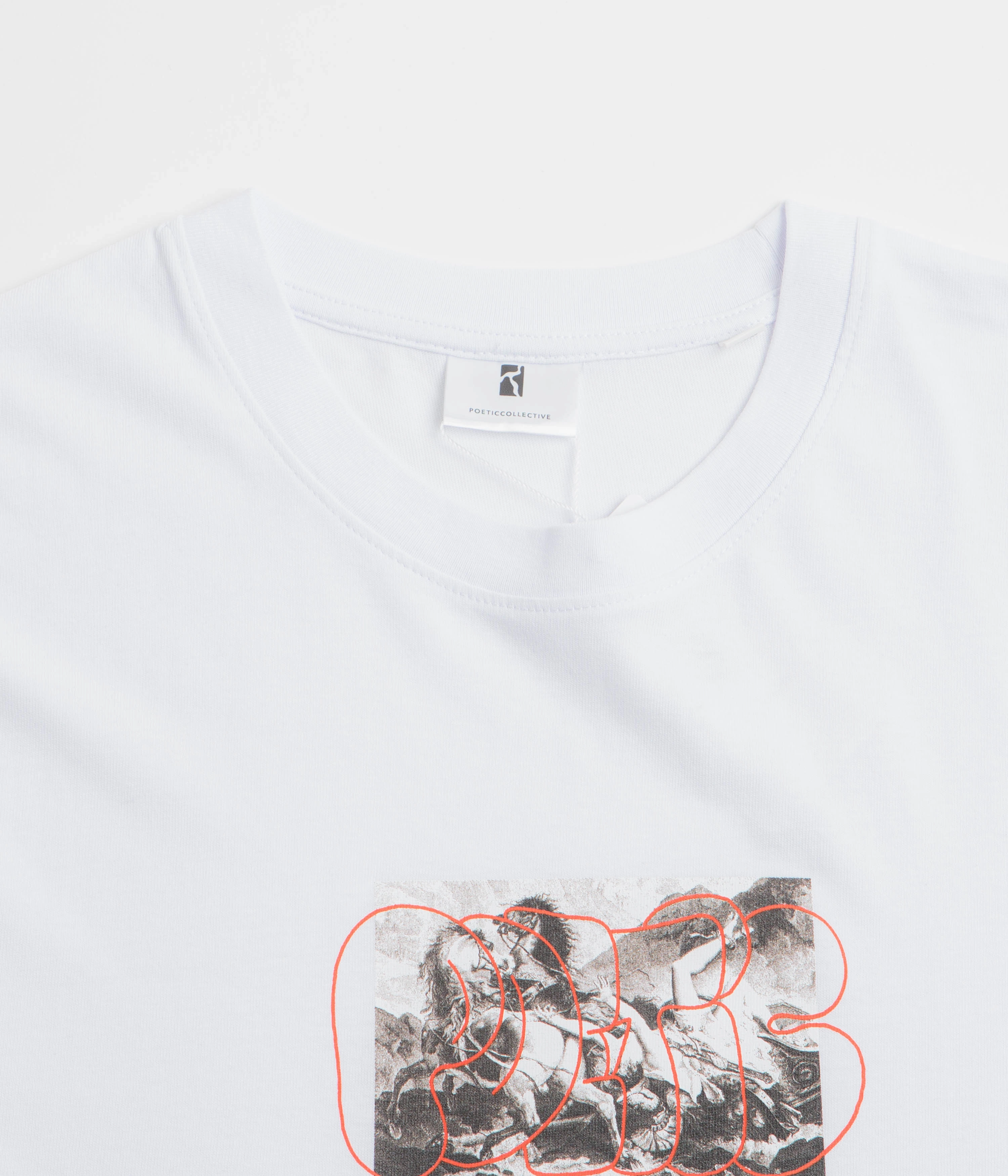 Poetic Collective Horses T-Shirt - White Comfort and Ease Compact Stitch Pattern