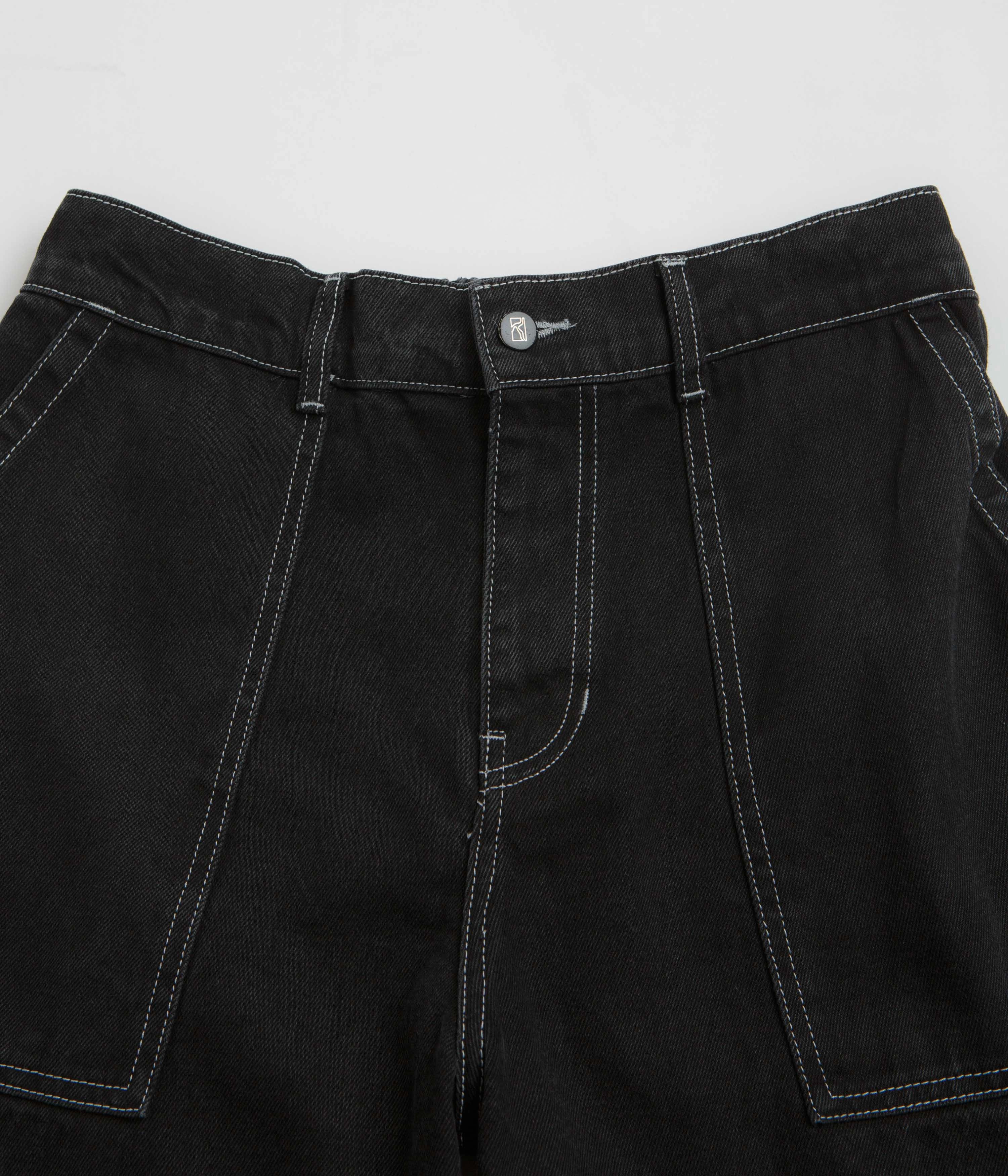 Poetic Collective Painter Pants - Black Denim / White Seams Smooth zipper closure