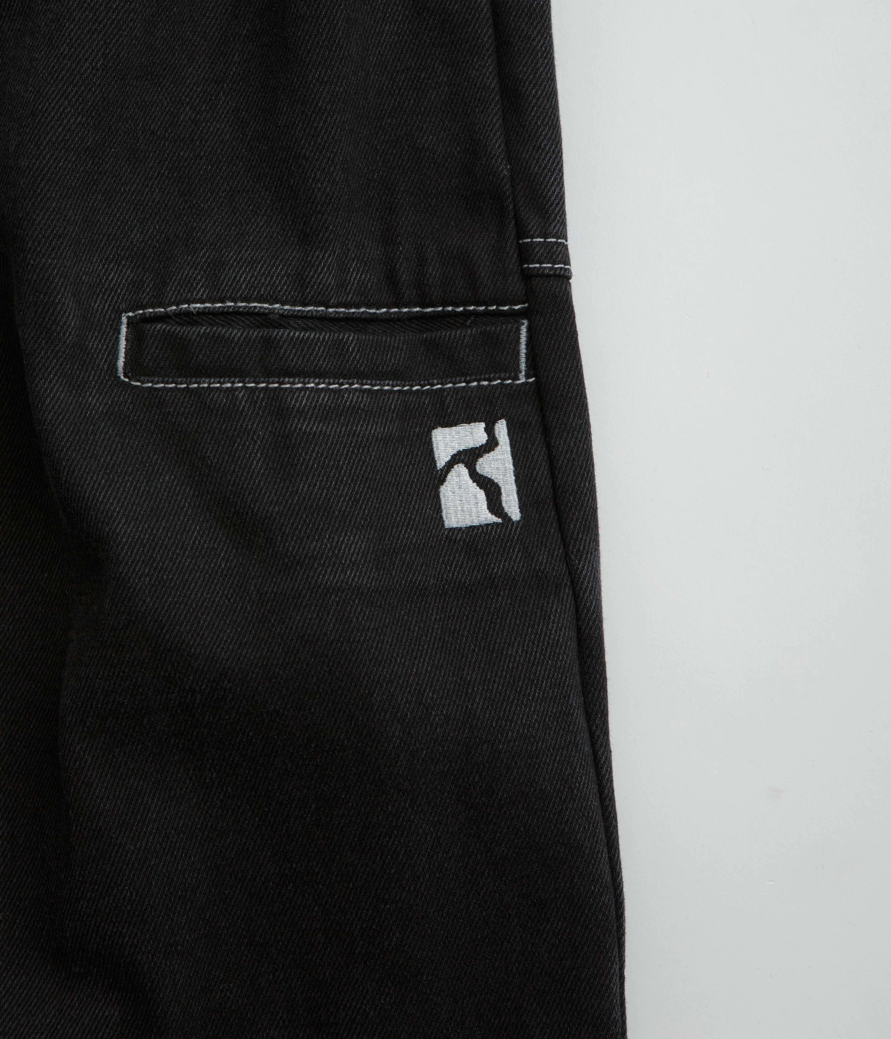 Secure Closures Trendy Cut Poetic Collective Painter Pants - Black Denim / White Seams