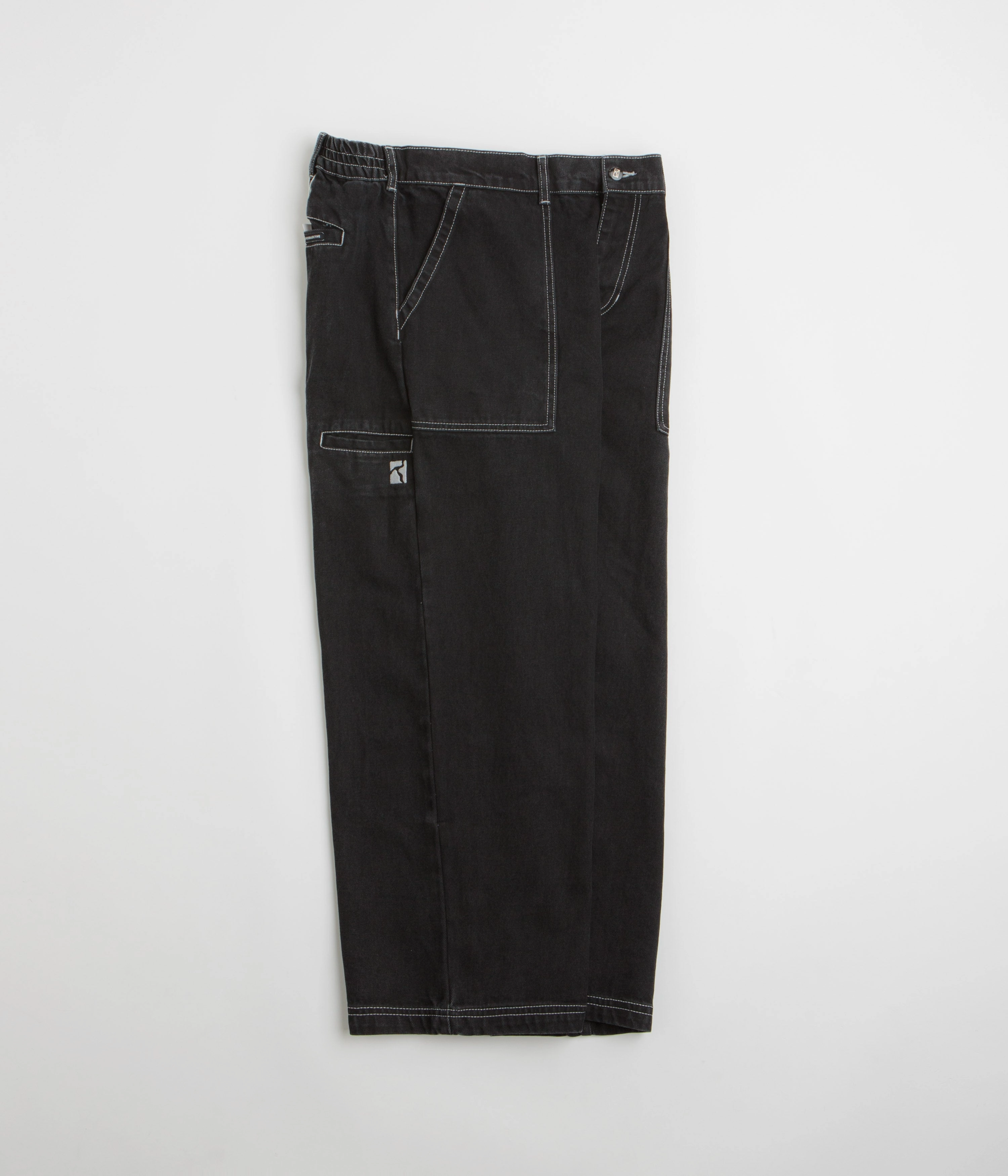 Bold Waistband Poetic Collective Painter Pants - Black Denim / White Seams