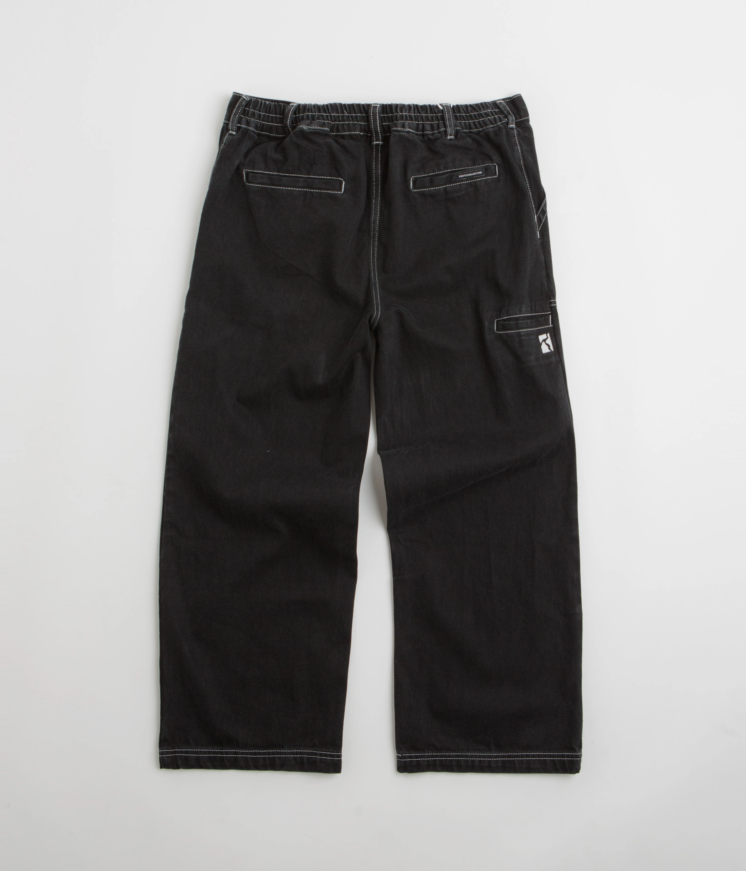 Ripstop Reinforcement Poetic Collective Painter Pants - Black Denim / White Seams
