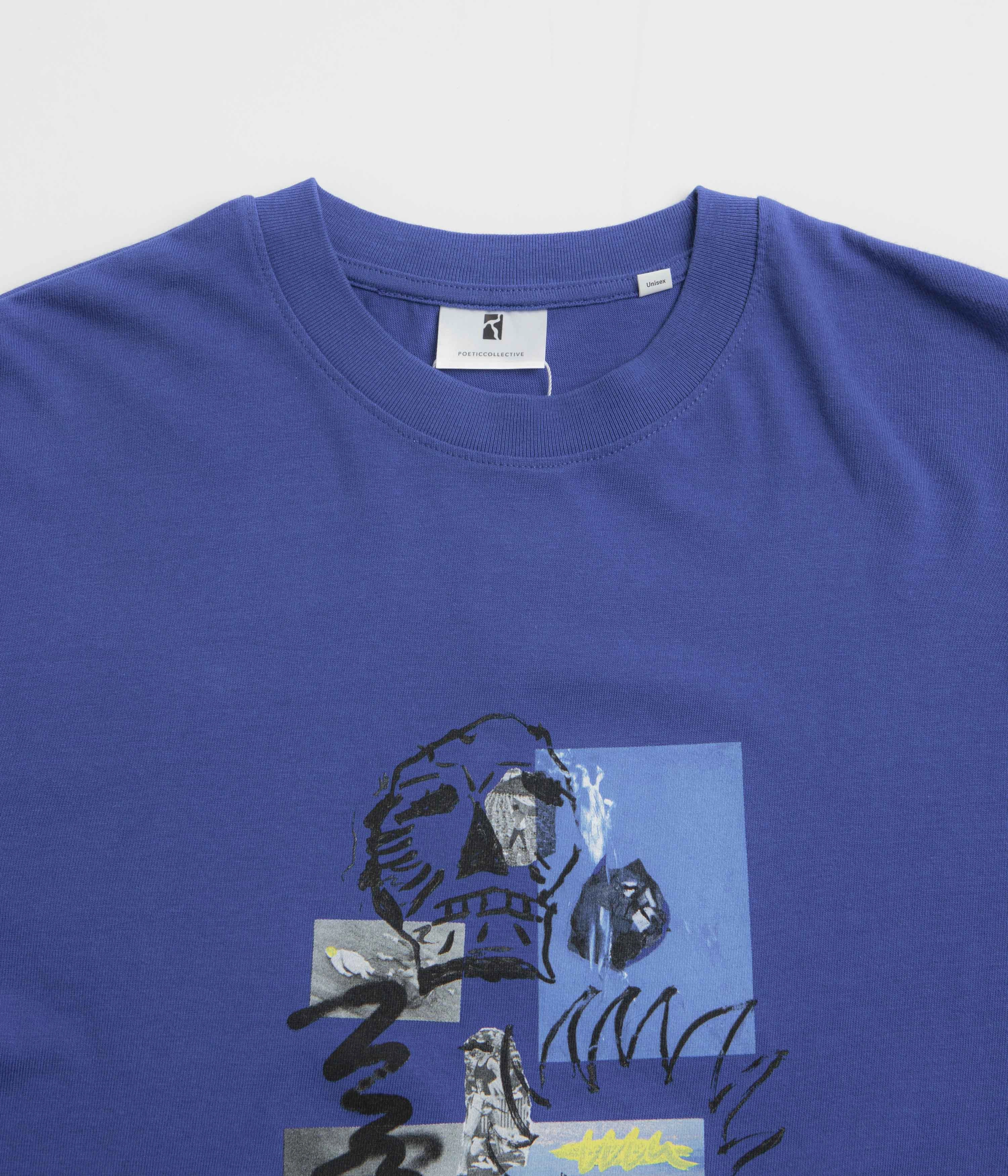 Poetic Collective Skull T-Shirt - Blue Ribbed collar