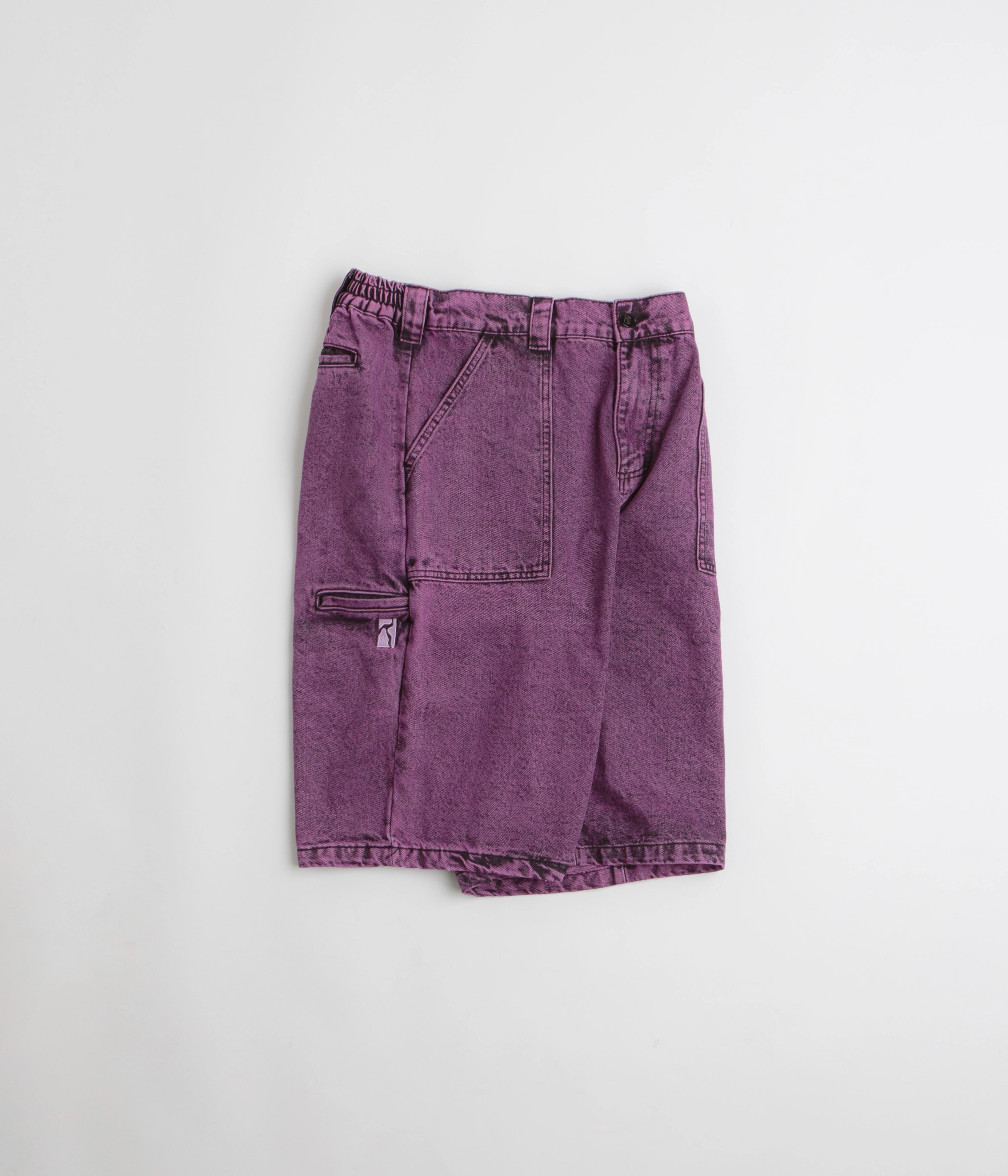 No Bulky Feel Poetic Collective x flatspot Painter Shorts - Purple Acid Wash Denim