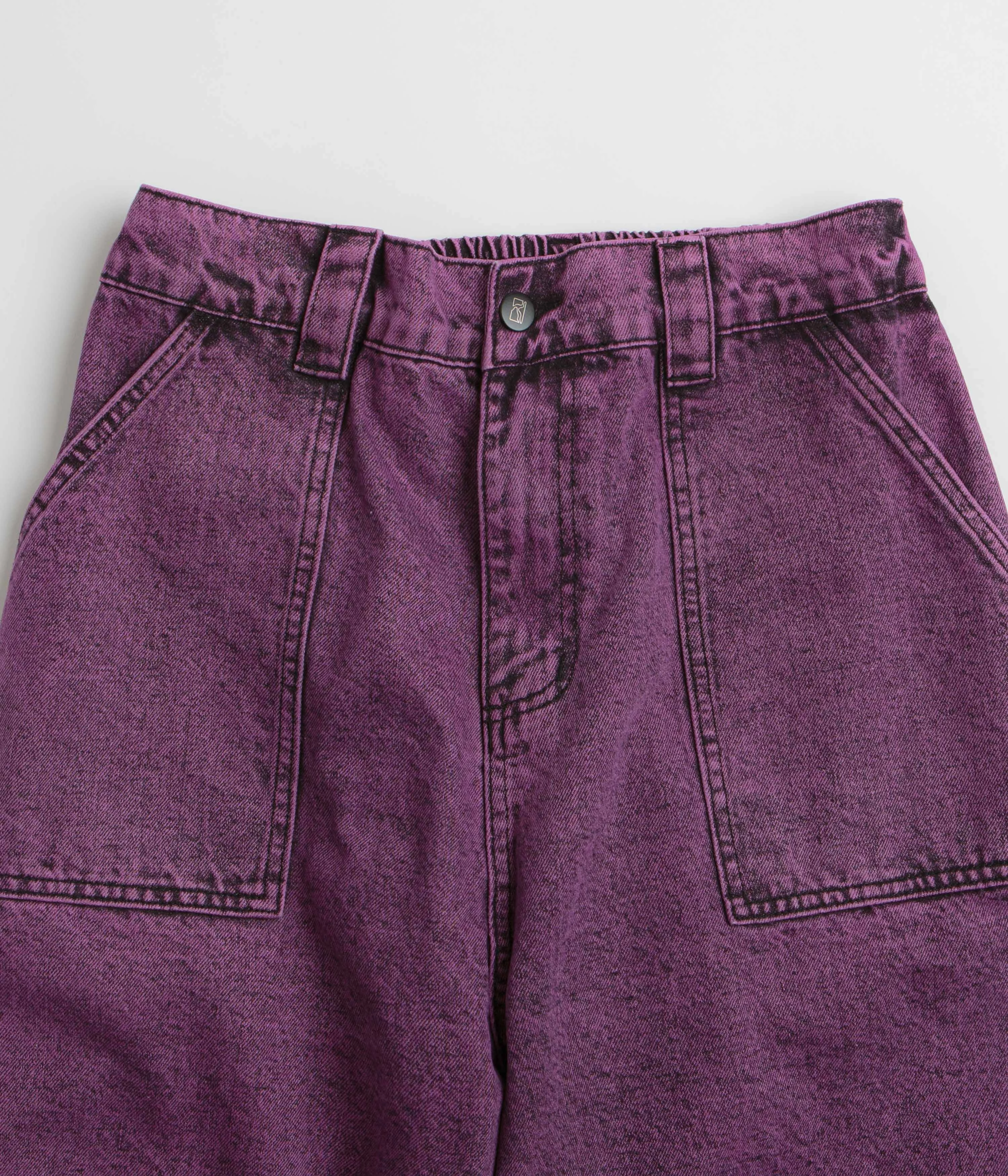 Poetic Collective x flatspot Painter Shorts - Purple Acid Wash Denim Flexible Design