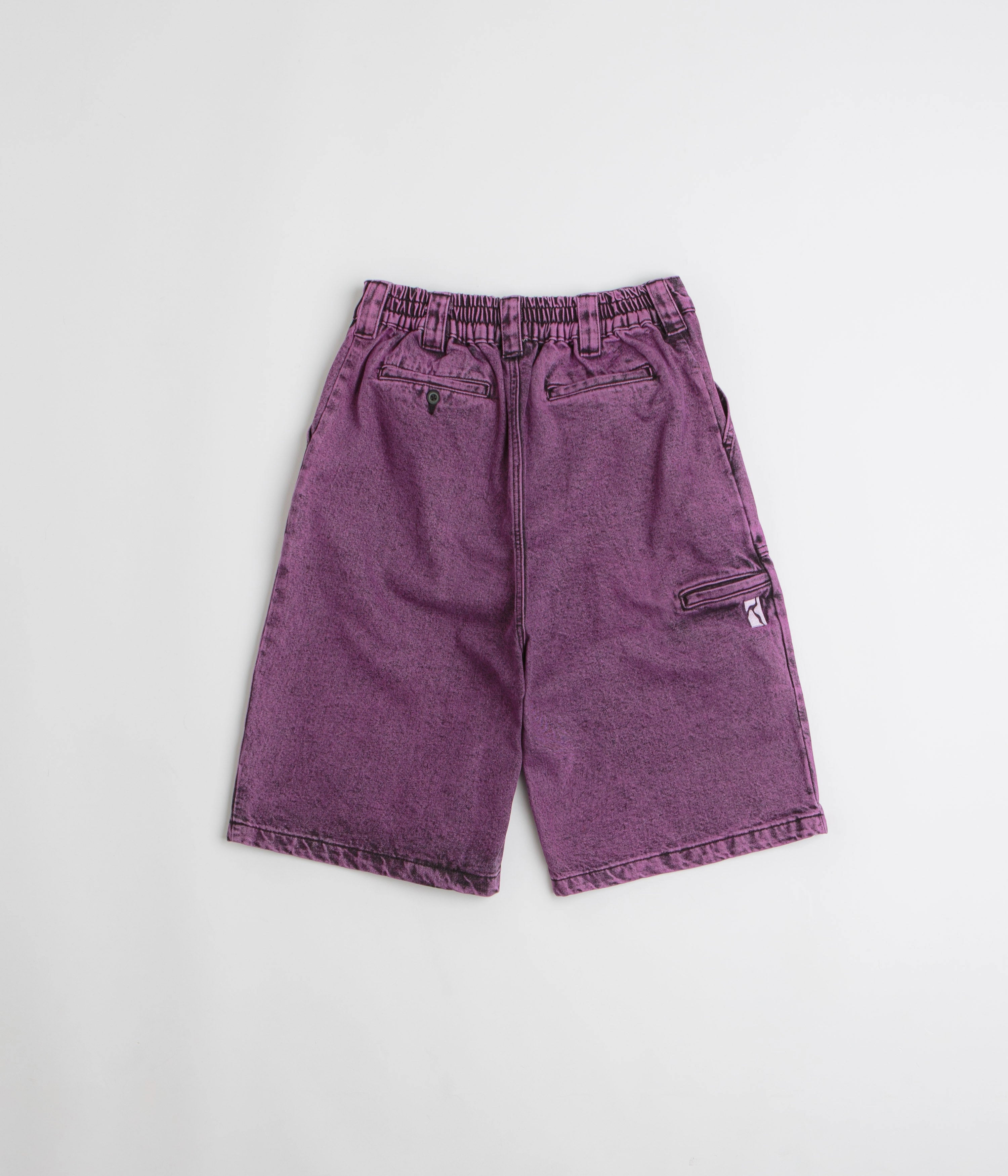 Anti Static Material Poetic Collective x flatspot Painter Shorts - Purple Acid Wash Denim