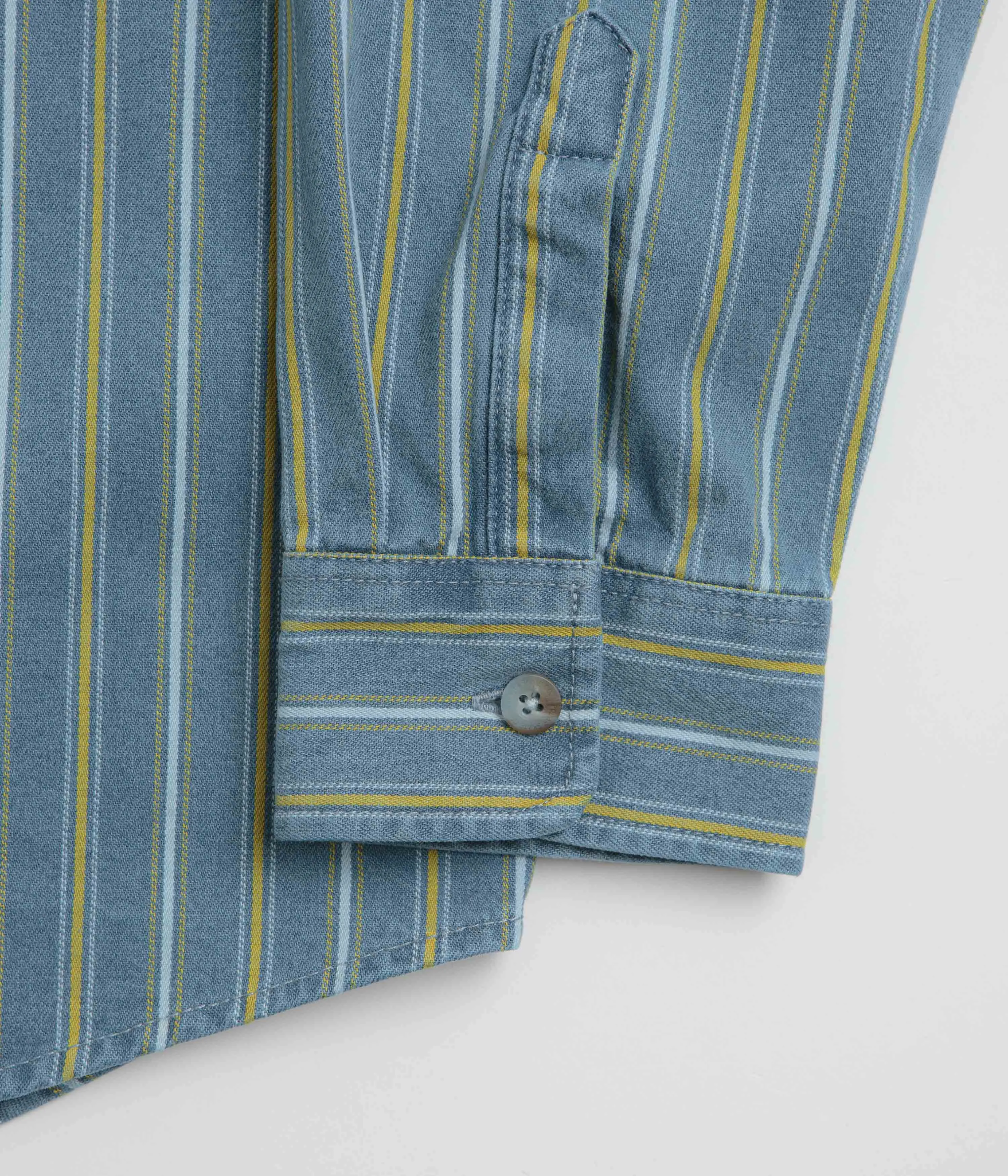 Quick Dry Construction Smooth Zipper Design Polar Denim Mike Shirt - Blue / Yellow