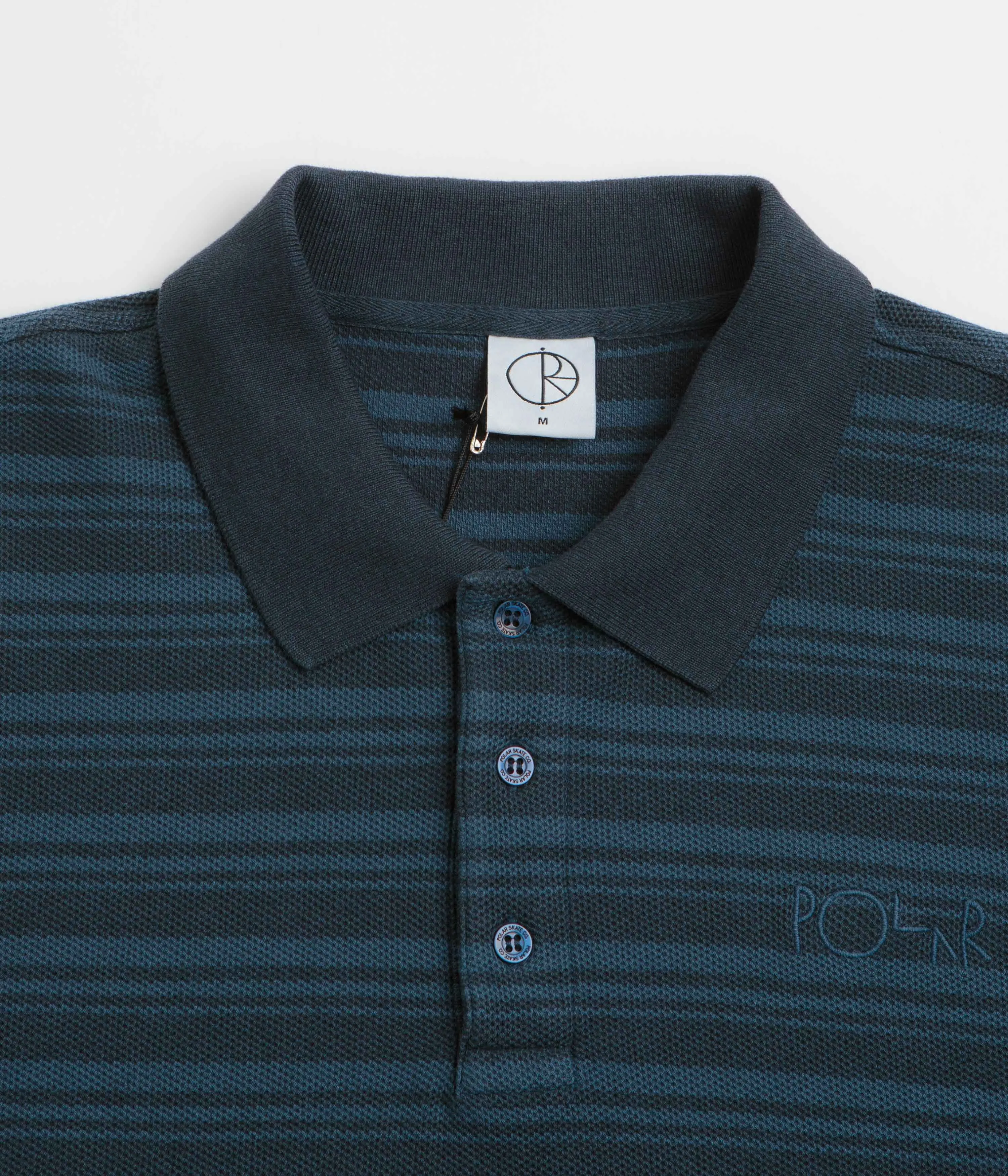 formal dinner Non Iron Fabric Polar Stripe Surf Polo Shirt - Neptune Blue