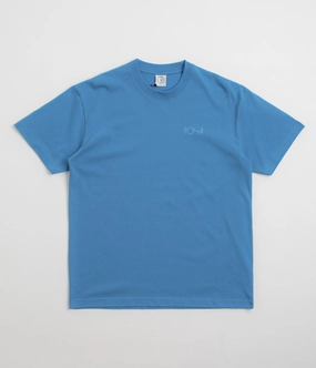 Polar Contrast Stroke Logo T-Shirt - French Blue Lightweight Weave