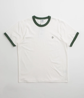 High-End Quality Smart Wear Polar Ringer T-Shirt - Cloud White / Dark Green