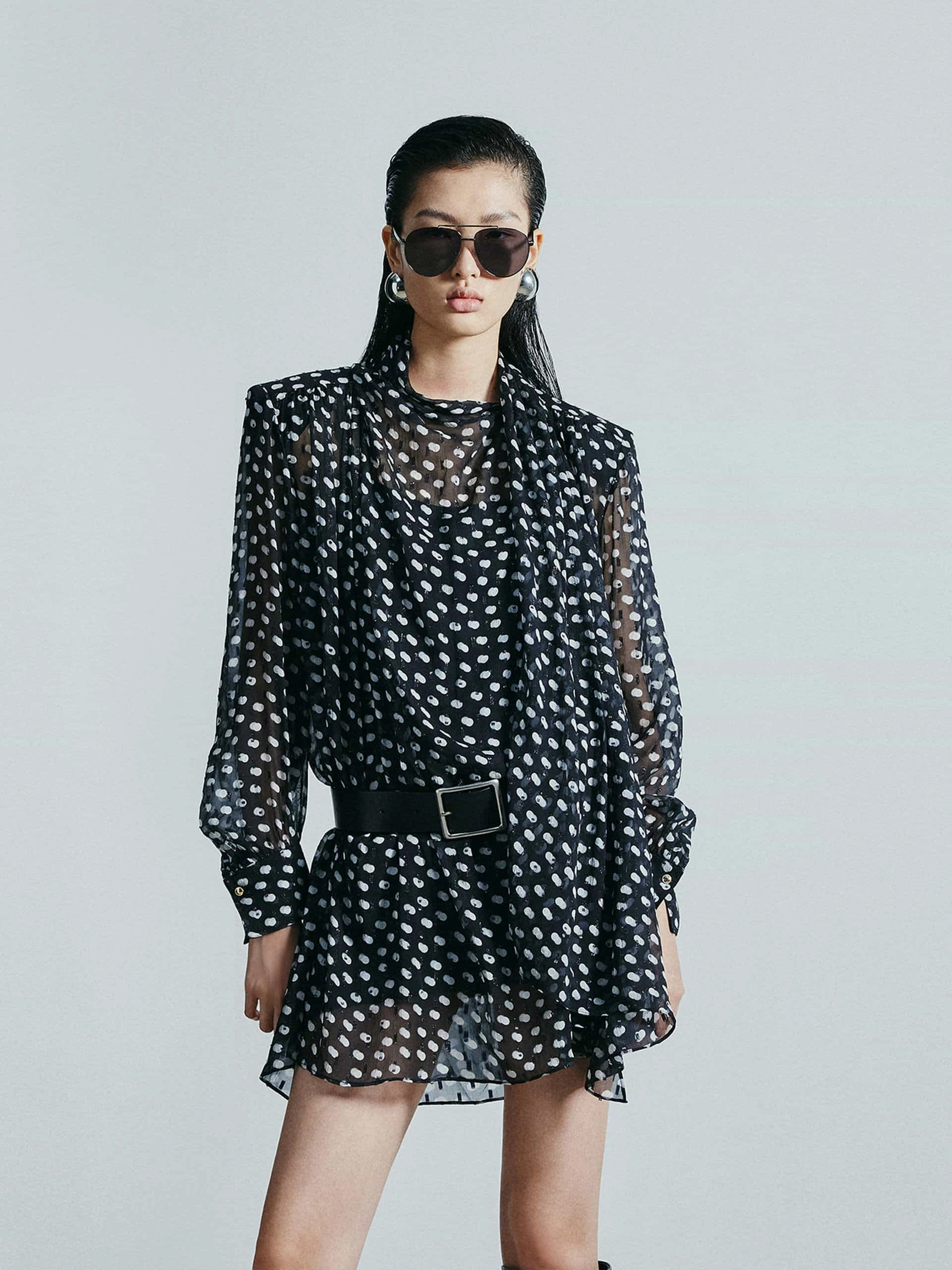 Breathable Style Polka Dot Silk Dress