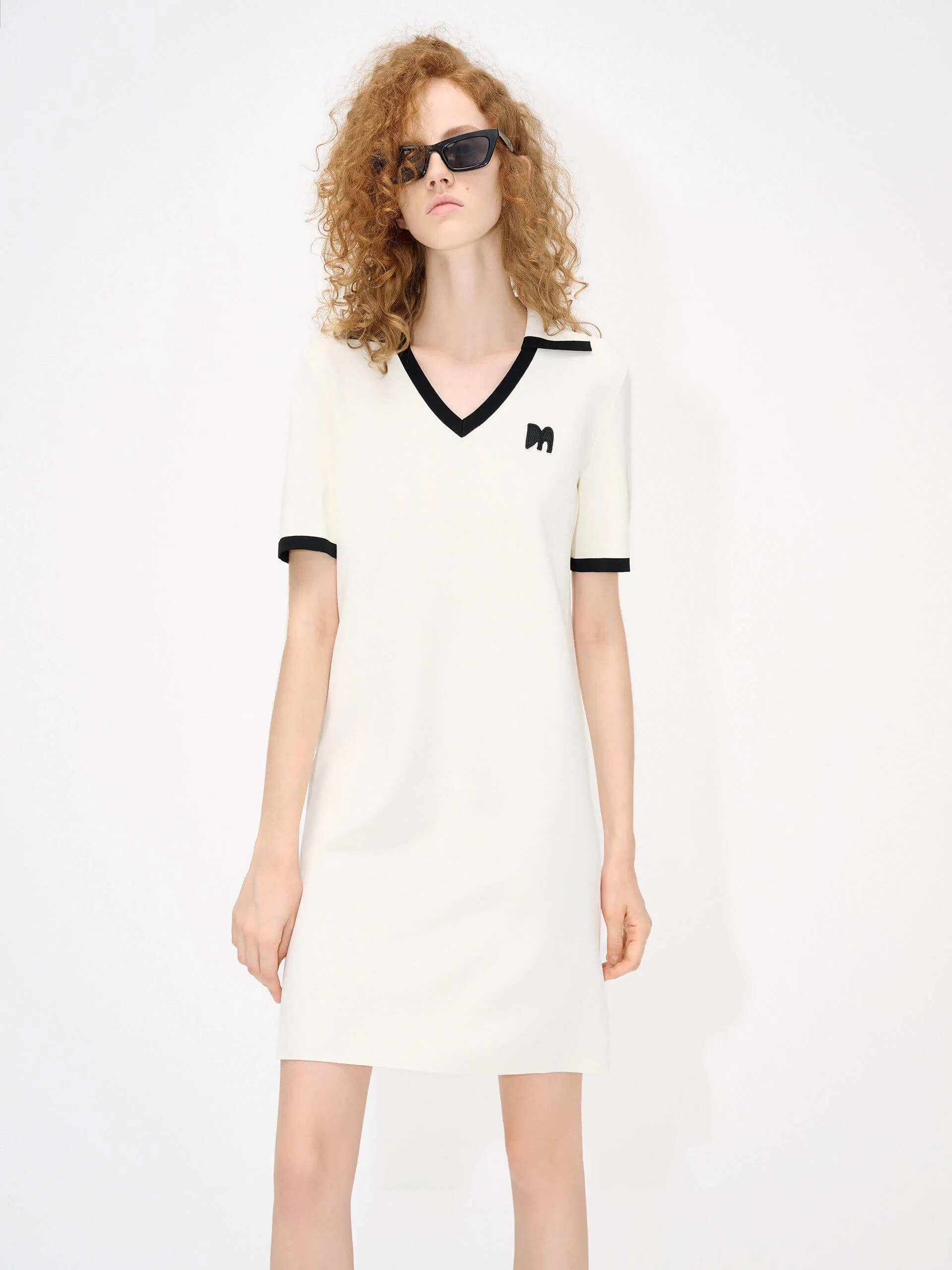 Smooth Flow Polo Collar Contrast Dress