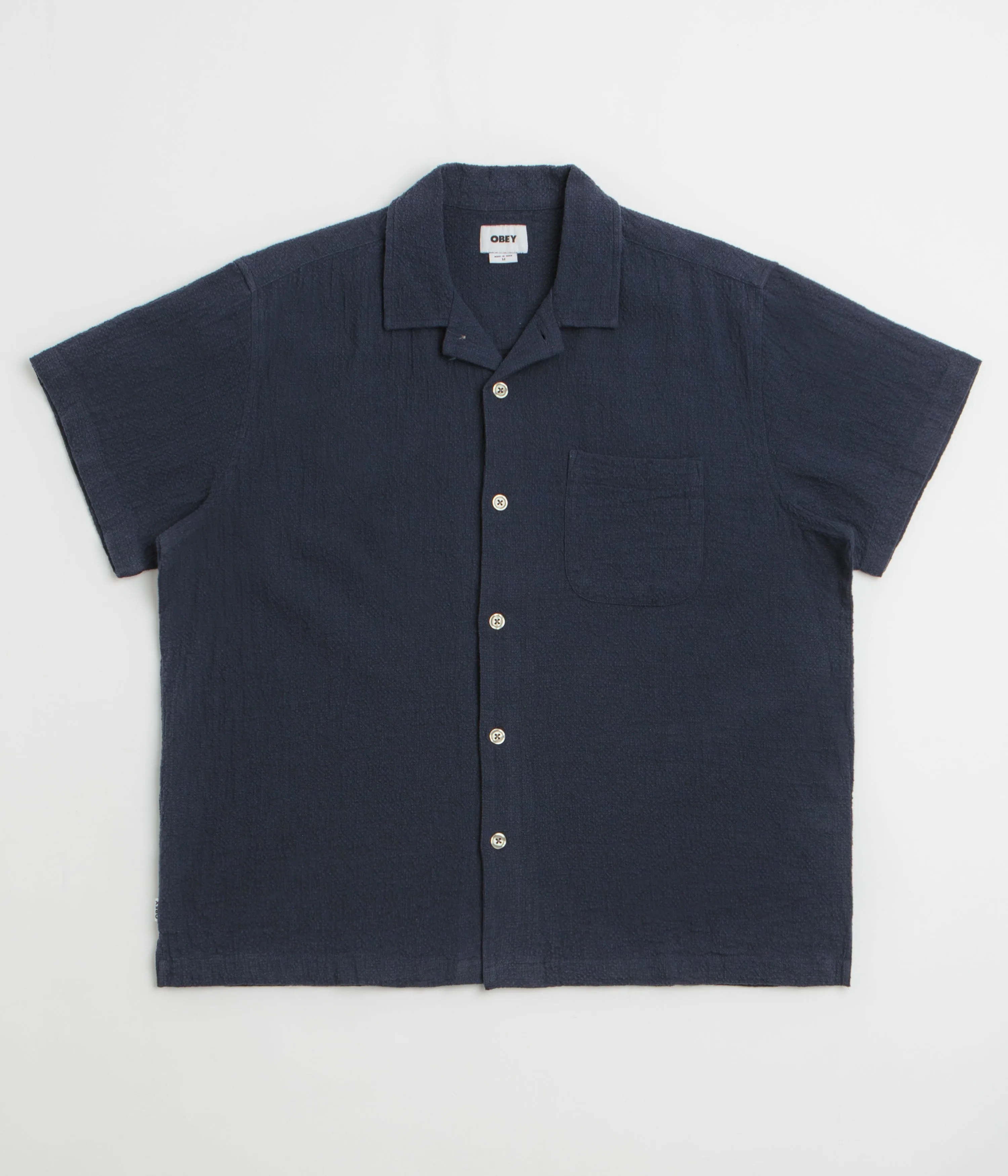 Anti-static Obey Curtis Short Sleeve Shirt - Navy