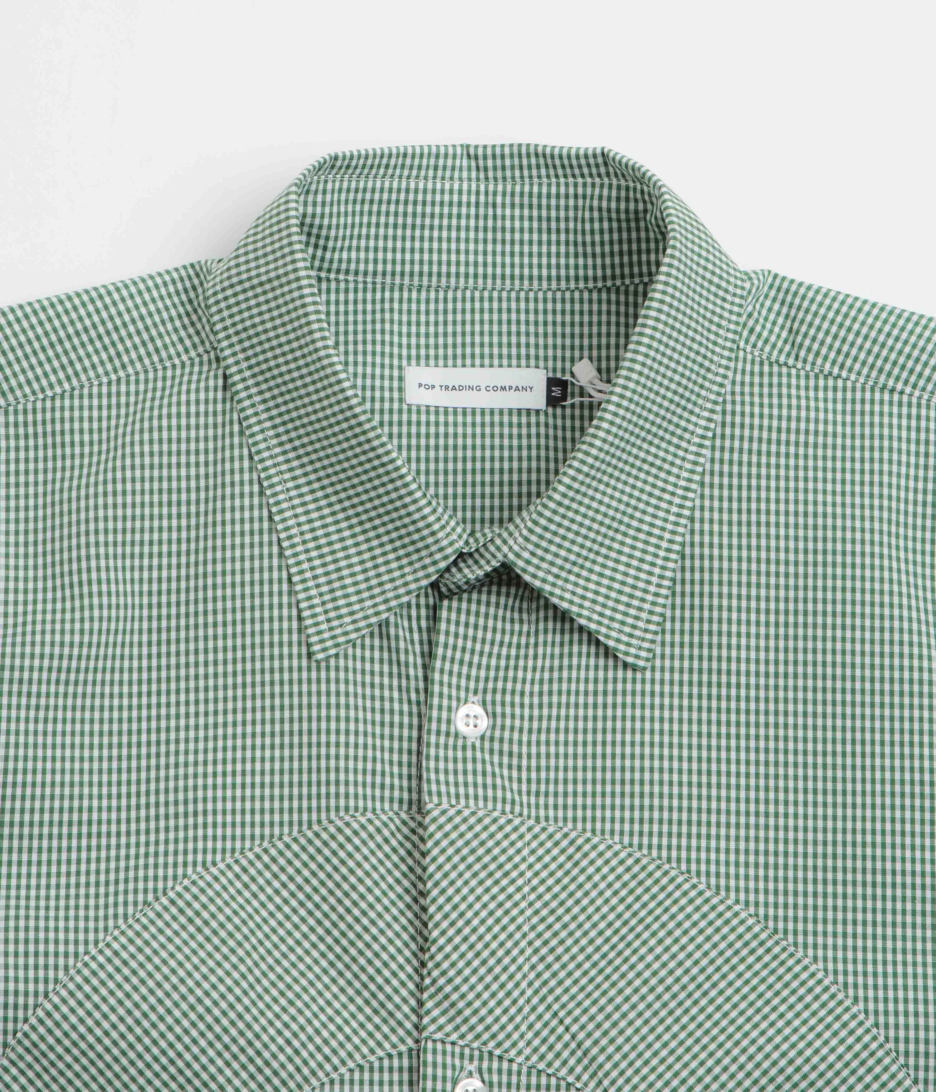 Pop Trading Company O Short Sleeve Gingham Shirt - Green / White Morning Comfort