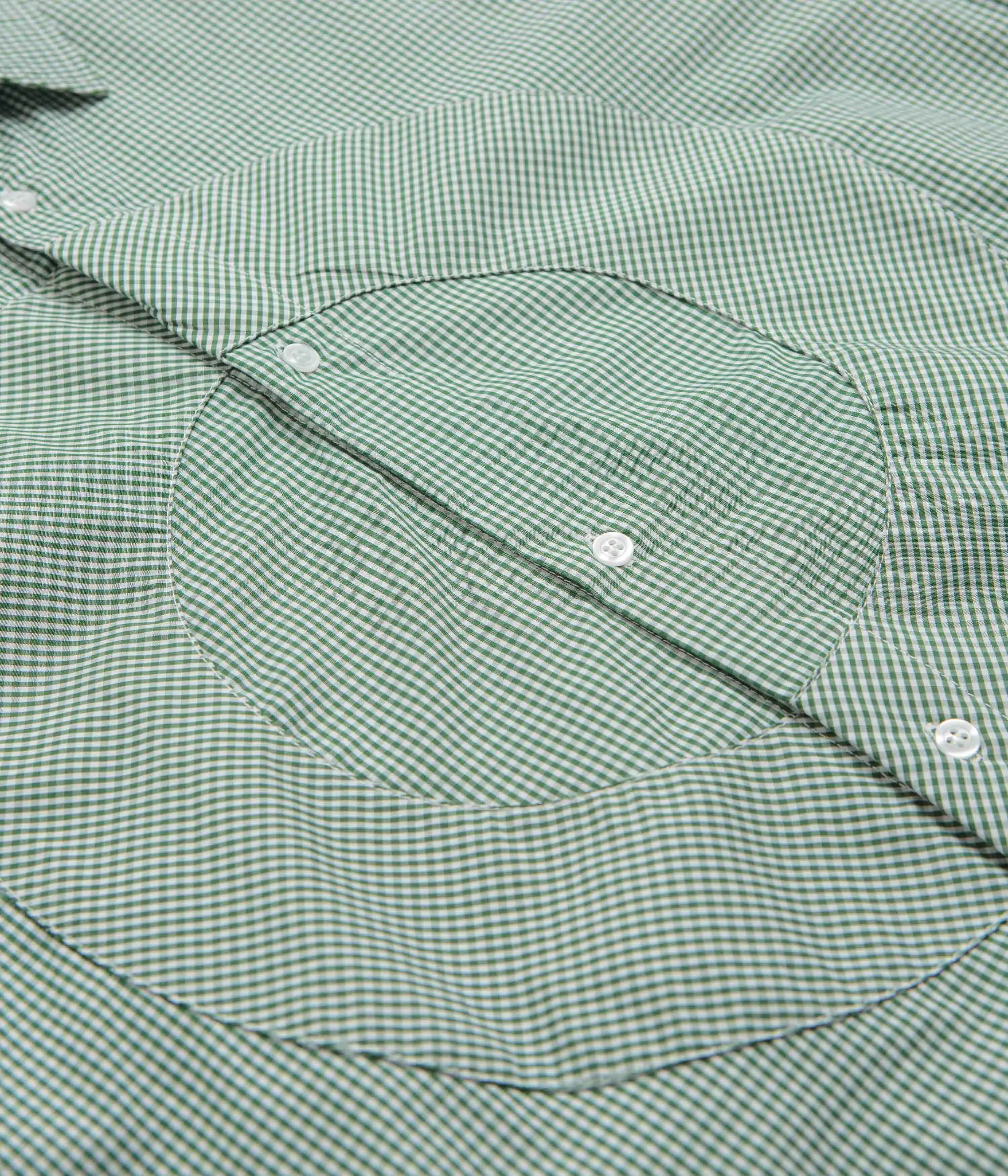Pop Trading Company O Short Sleeve Gingham Shirt - Green / White Multi Pocket Design