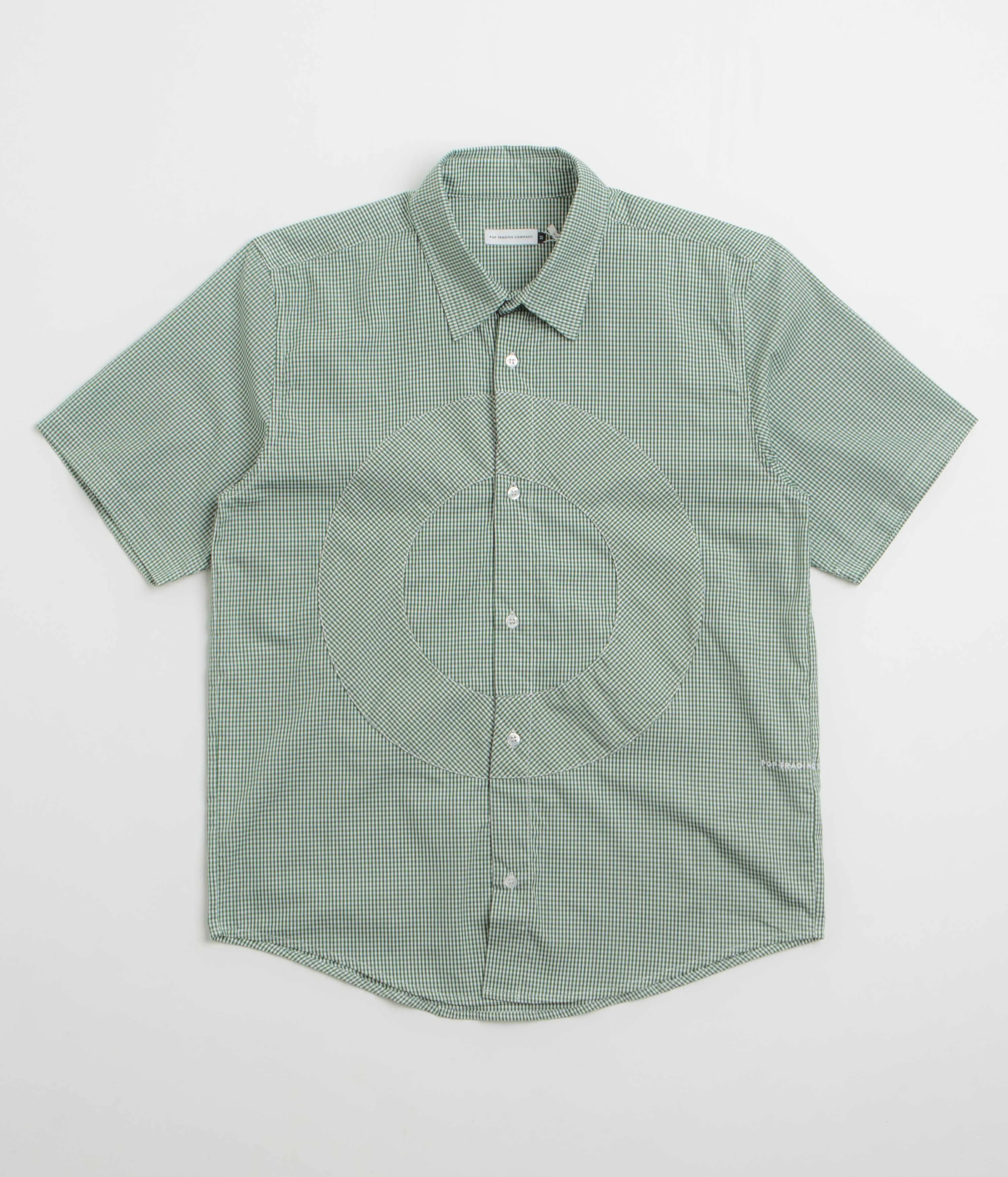 Seasonal Collection Neutral Tone Pop Trading Company O Short Sleeve Gingham Shirt - Green / White