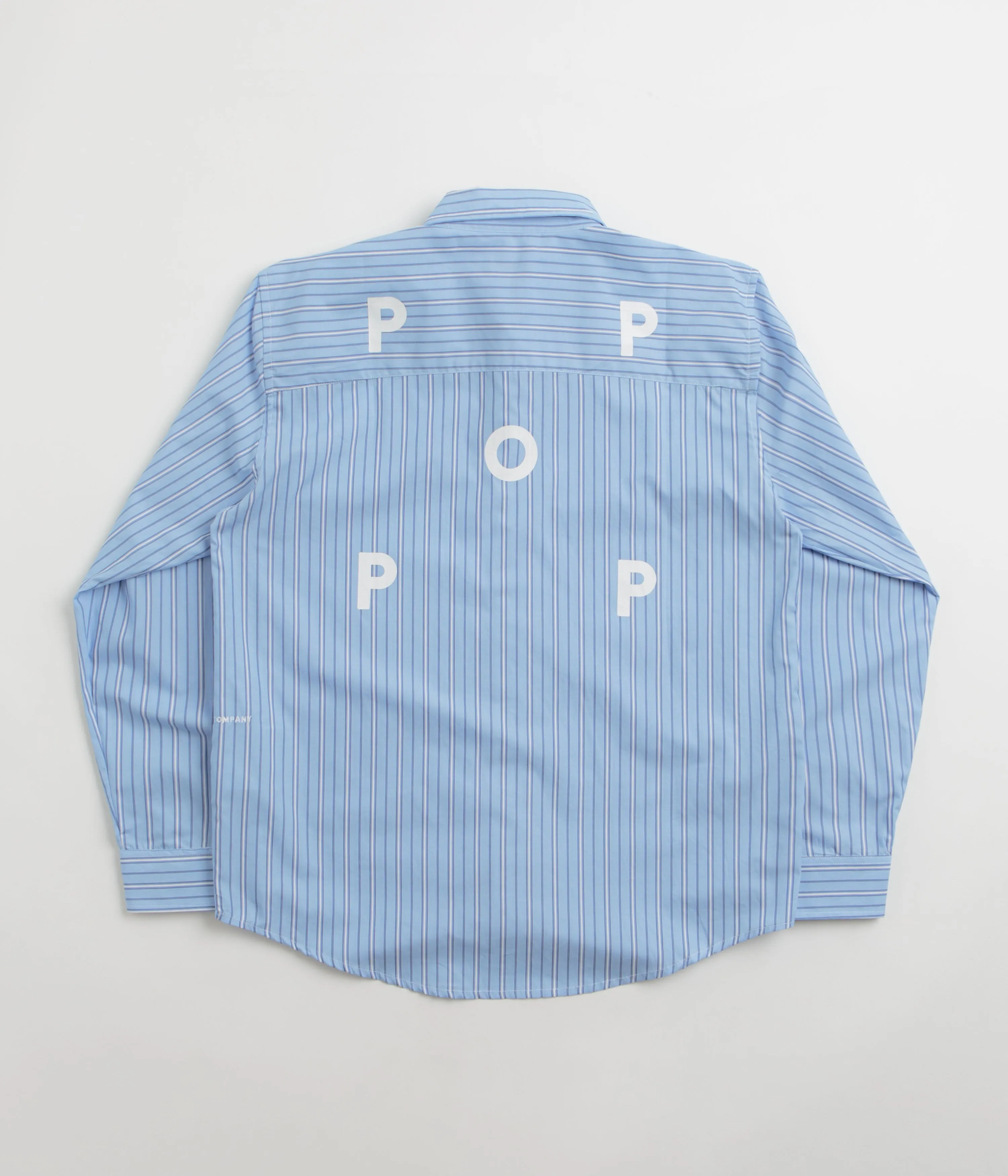 Pop Trading Company Striped Logo Shirt - Blue Athletic Look Anti Static Fabric